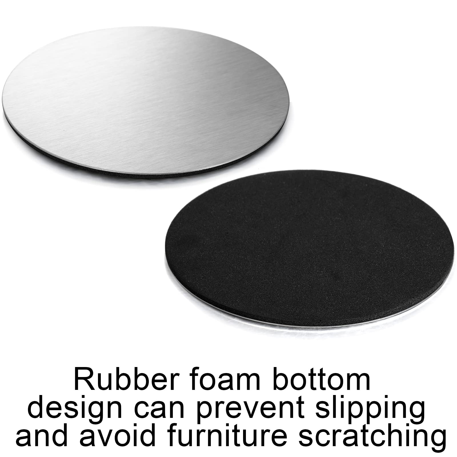 Hiceeden 18 Pack 4 Inch Stainless Steel Coasters, Round Silver Modern Coasters With 3 Holder, Rubber Foam Anti-Slip Bottom Coast