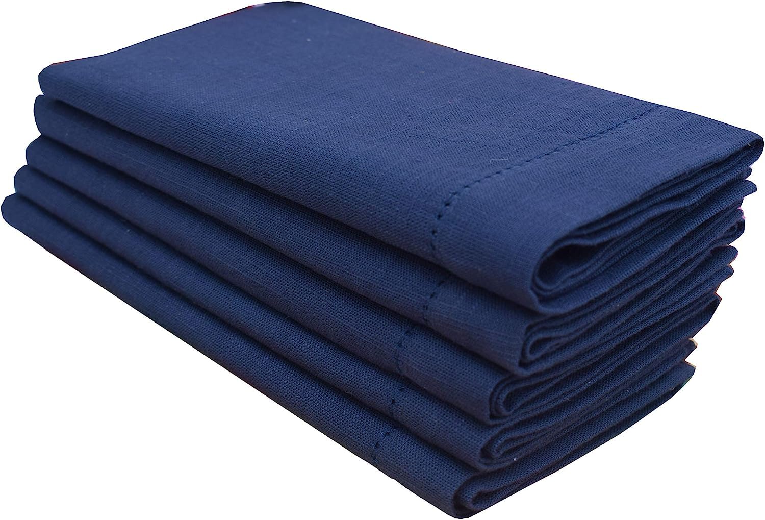 Gfi Linen Clubs 100% Cotton Slub Hemstitch Napkin 18X18,Set Of 6 (Navy, 18''X18'')