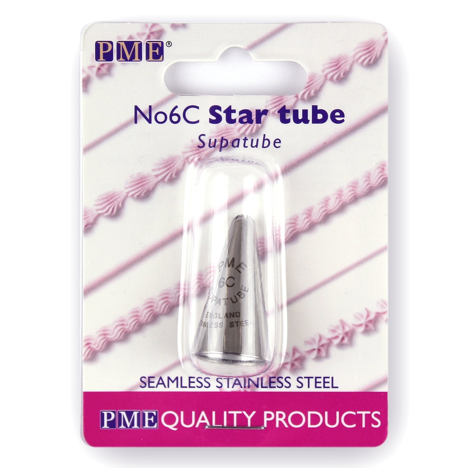 Pme, Decorating Tip, No. 6C Seamless Stainless Steel Medium Closed Star Supatube