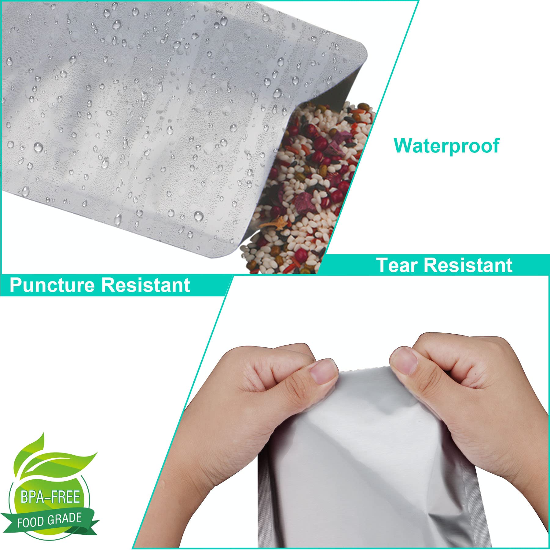 50 Pcs 3/4 Pint Mylar Bags For Food Storage, Heat Sealable Bags Storage Bags For Food, Coffee Beans, Tea, Grains, Etc. (5.1 X 7.