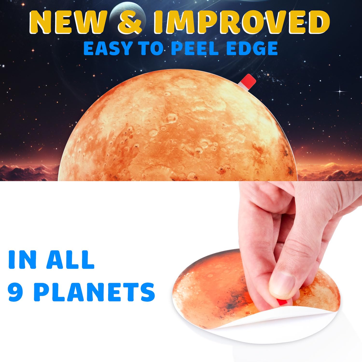 liderstar Glow in The Dark Stars & Planets Wall Stickers, Vinyl Ceiling Decals for Kids Bedroom, Blue, Space Decoration
