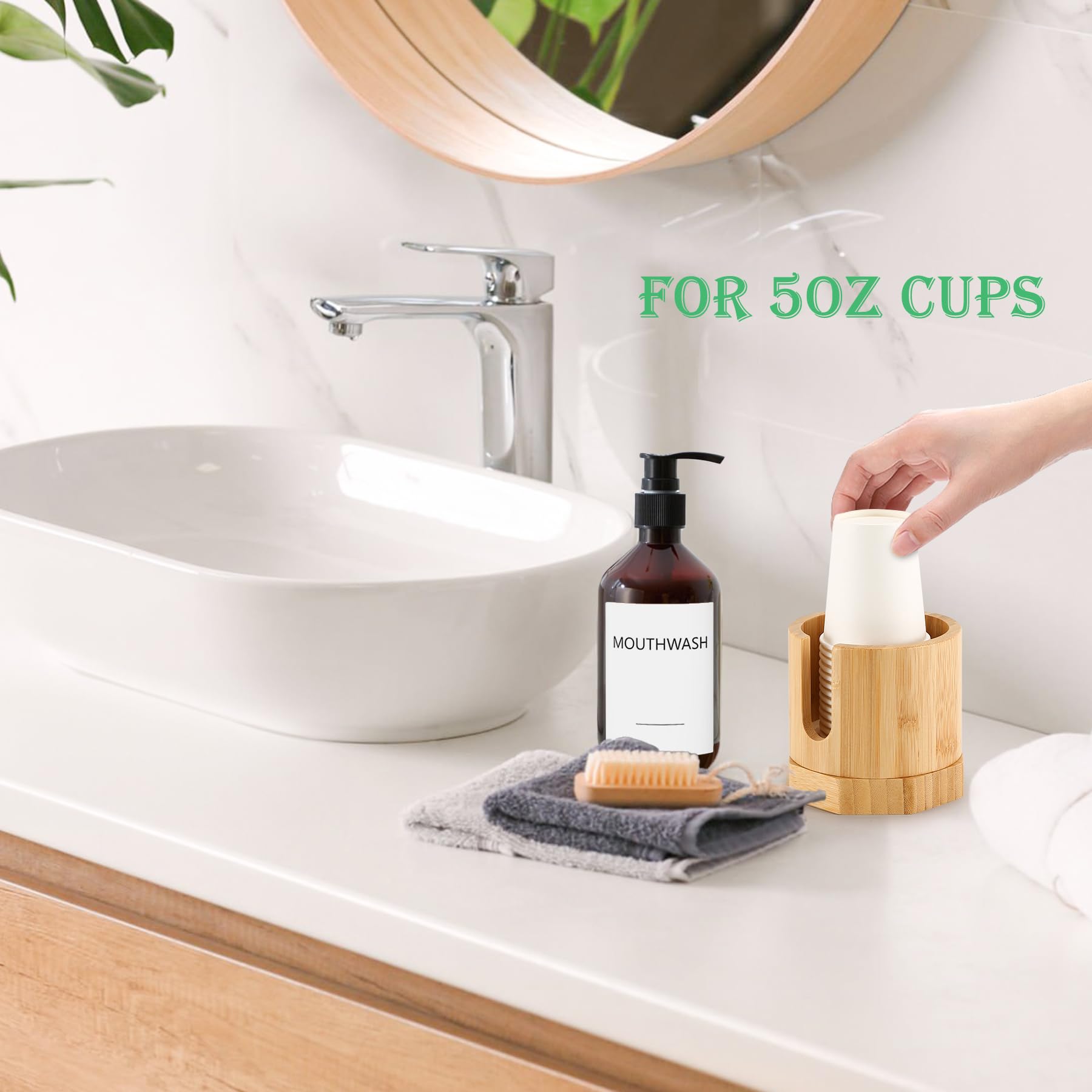Nnewvante Cup Dispenser, 5-8Oz Bathroom Cup Holder, Bamboo Coffee Cup Dispenser For Kitchen, Dual-Purpose Paper Cup Holder & Ant