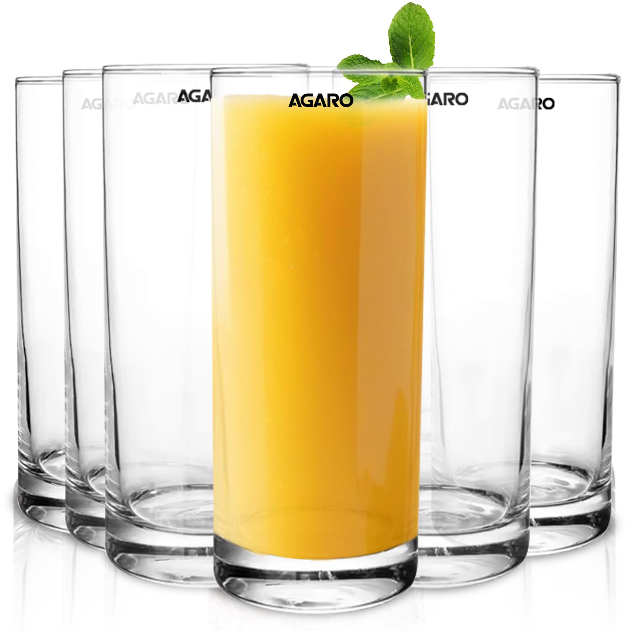 Agaro Elegant 290 Ml Glasses Set Of 6, Transparent Drinking Water Glass Set, Glass Tumbler For Water, Cold Drink, Juice, Dishwas
