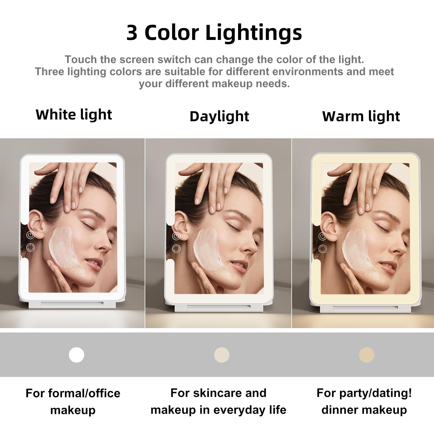 Deweisn Folding Travel Mirror Lighted Makeup Mirror With 3 Colors Light Modes, Usb Rechargable, Portable, Ultra Thin, Compact Va