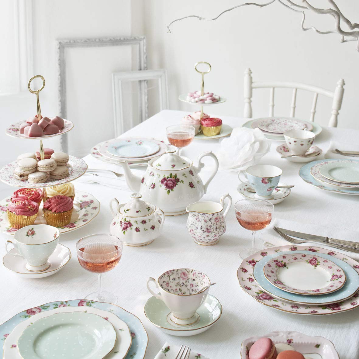 Royal Albert New Country Roses White Cake Stand Three-Tier, 11.5''