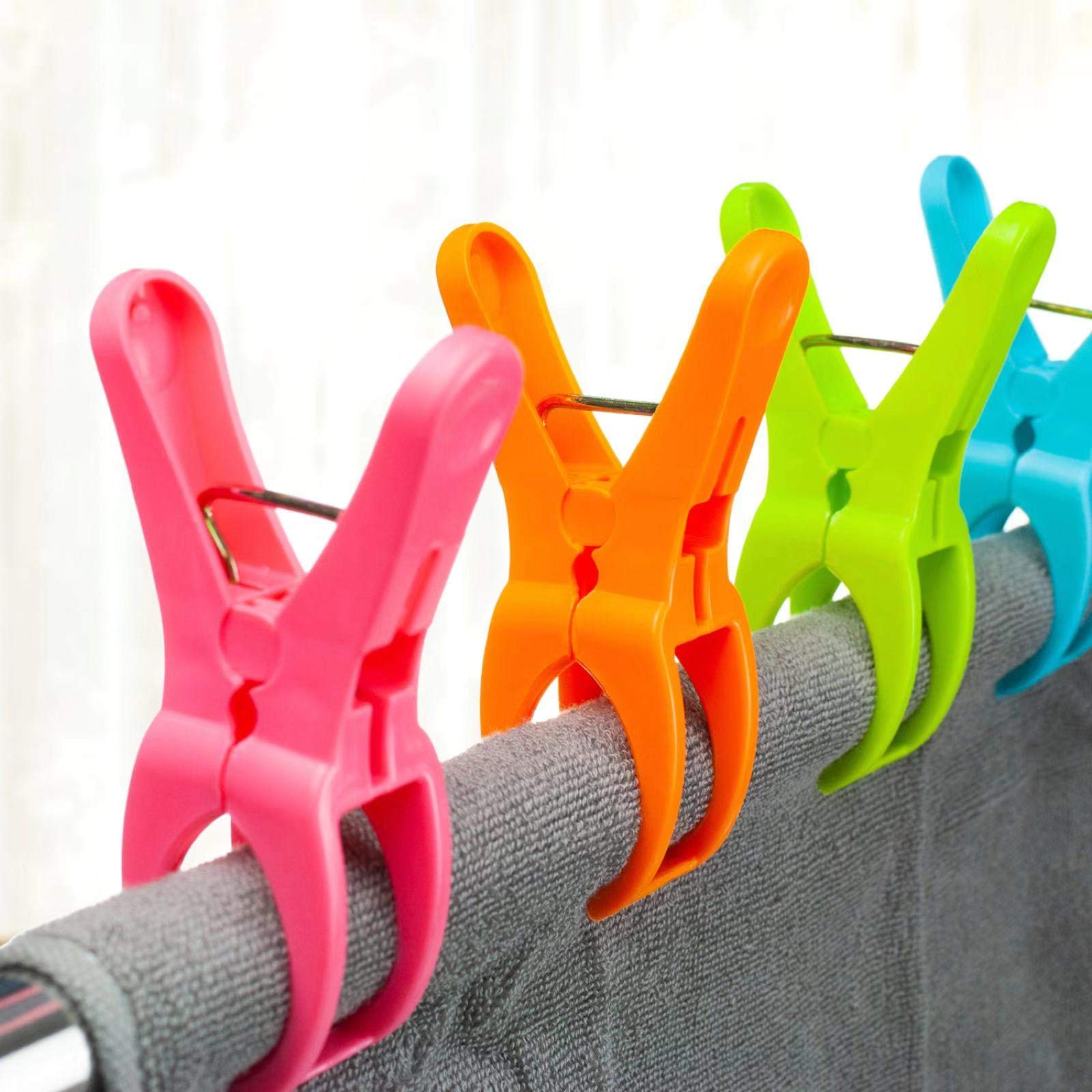 Higift 8 Pack Beach Towel Clips For Beach Chairs, Large Pool Chair Clips For Towels-Cruise Essentials, Plastic Clothes Pins To K