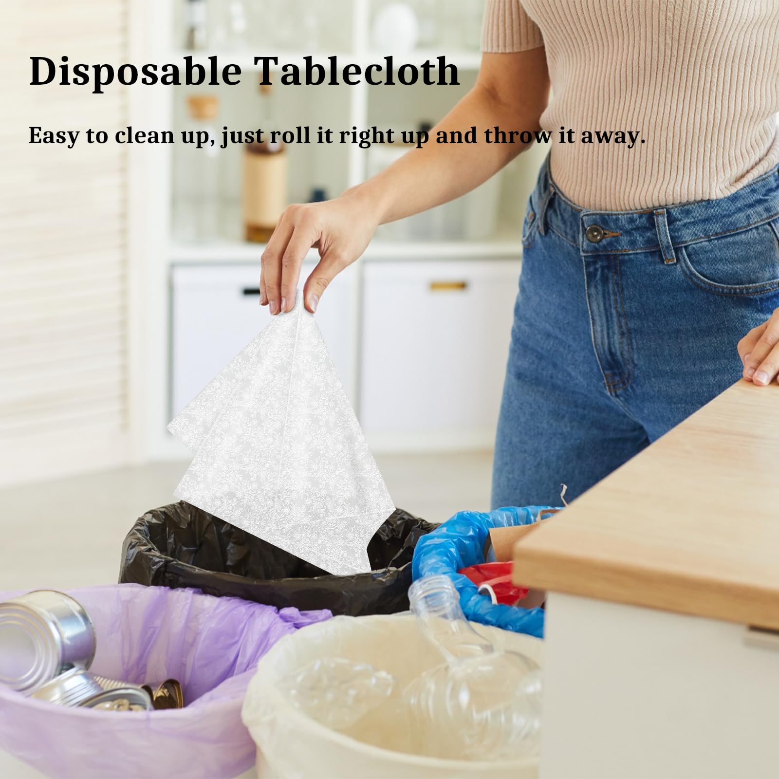 Mulbozy 2 Pcs Plastic Lace Tablecloth, Spill-Proof White Lace Tablecloth, 54 X 108 Inches Lace Tablecloth Rectangular For Weddin