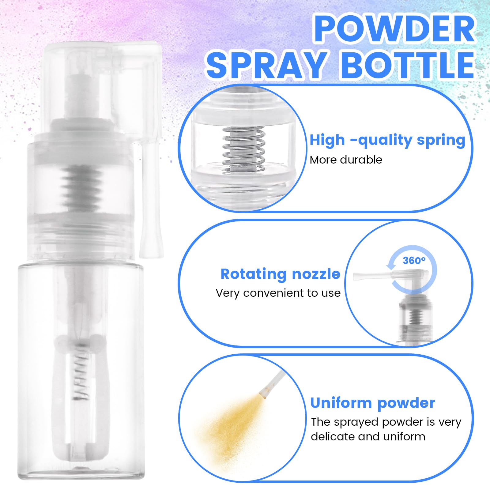 2 Pcs Glitter Duster Sprayer, 35Ml Powder Spray Bottle, Glitter Spray Pump For Craft,Cakes,Cloth, Dry Powder Spray Bottle Empty