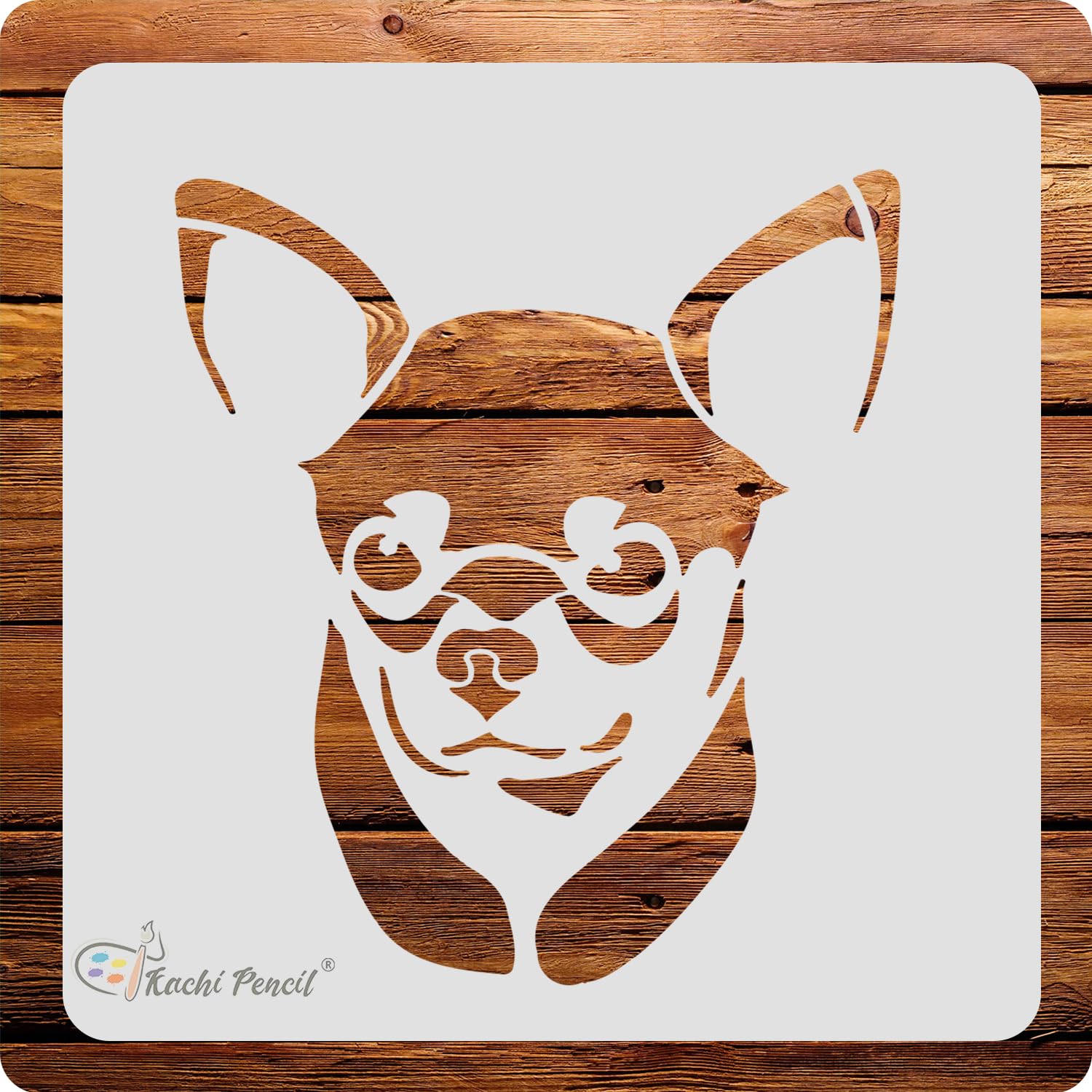 Kachi Pencil Chihuahua Stencil For Craft Painting, Scrapbooking |, Size 6X6 Inch Reusable Stencils For Painting On Wall, Fabric,