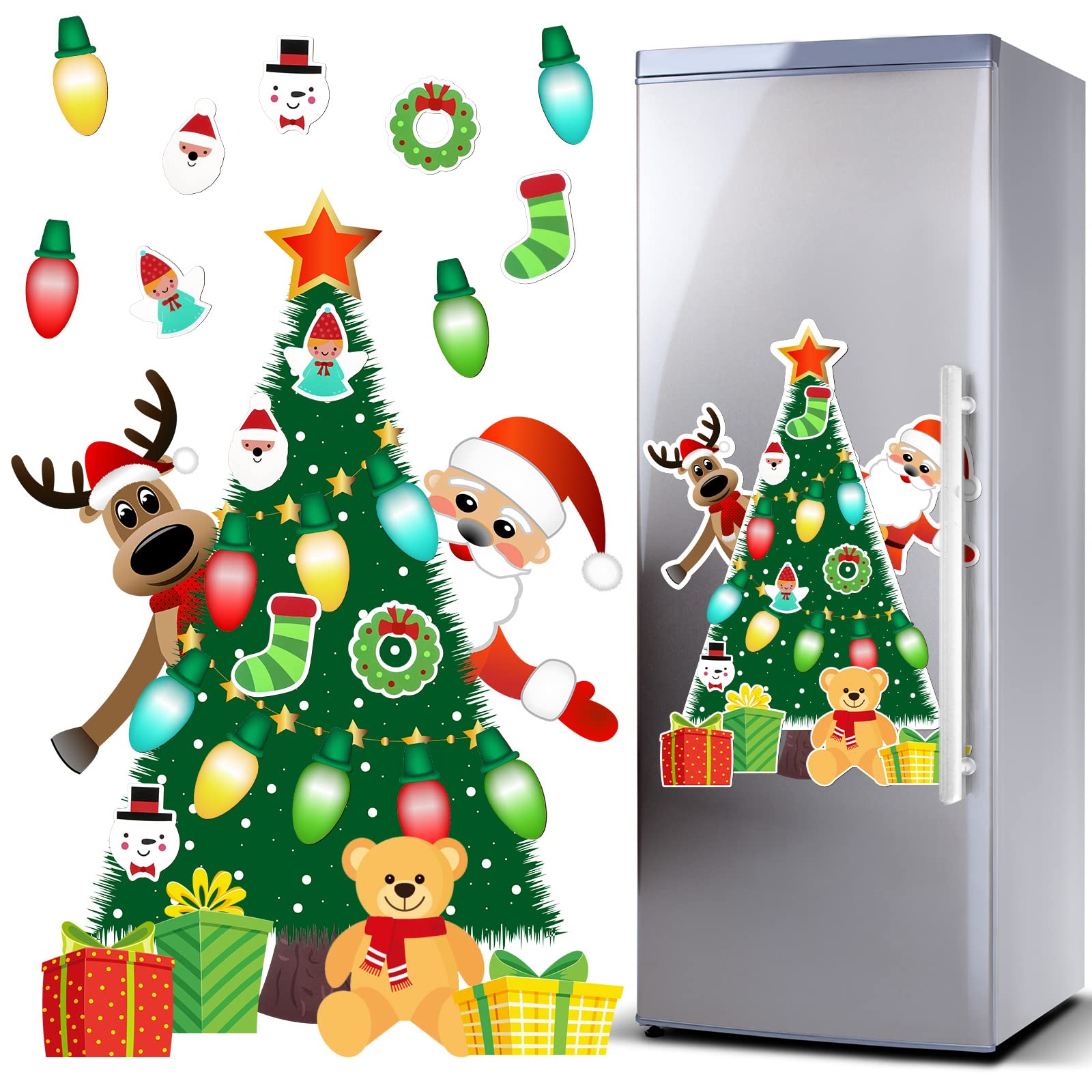 Christmas Refrigerator Magnets Magnetic Christmas Tree Magnets for Refrigerator Stickers Decoration Xmas Stickers for Fridge San