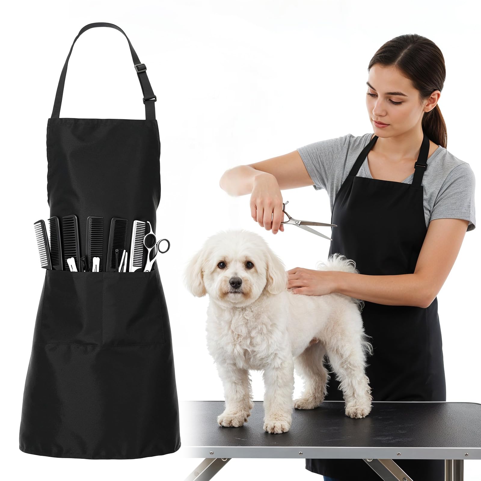 Sorcristy Grooming Barber Apron With Pockets, Hair Stylist Aprons For Women And Men, Adjustable Hairstylist Waterproof Apron For