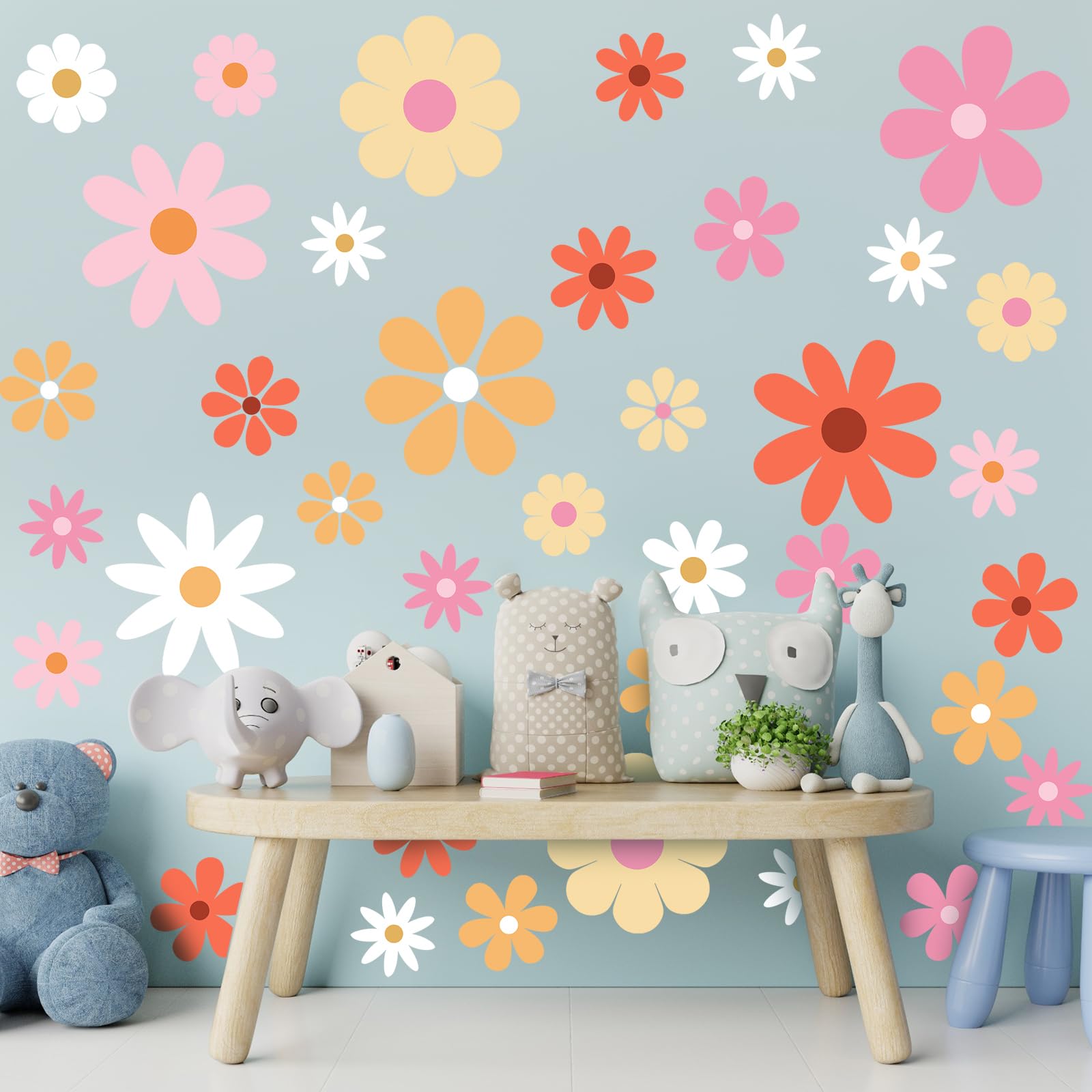 Taobary 12 Sheets Daisy Wall Decals Flower Wall Stickers Large Daisy Wall Stickers Daisy Decals For Wall Peel And Stick For Nurs