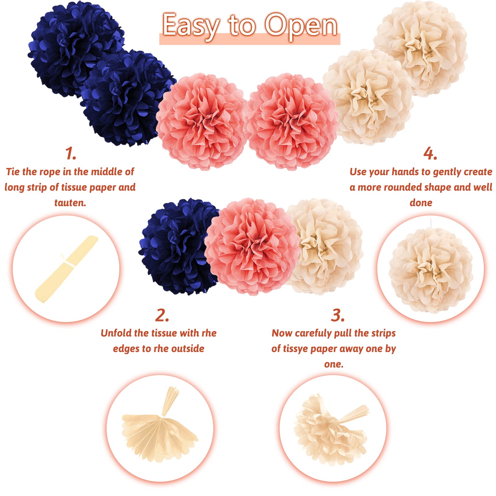 Recosis Birthday Decorations For Women, Rose Gold And Navy Blue Party Decorations Happy Birthday Decorations With Banner For Wom