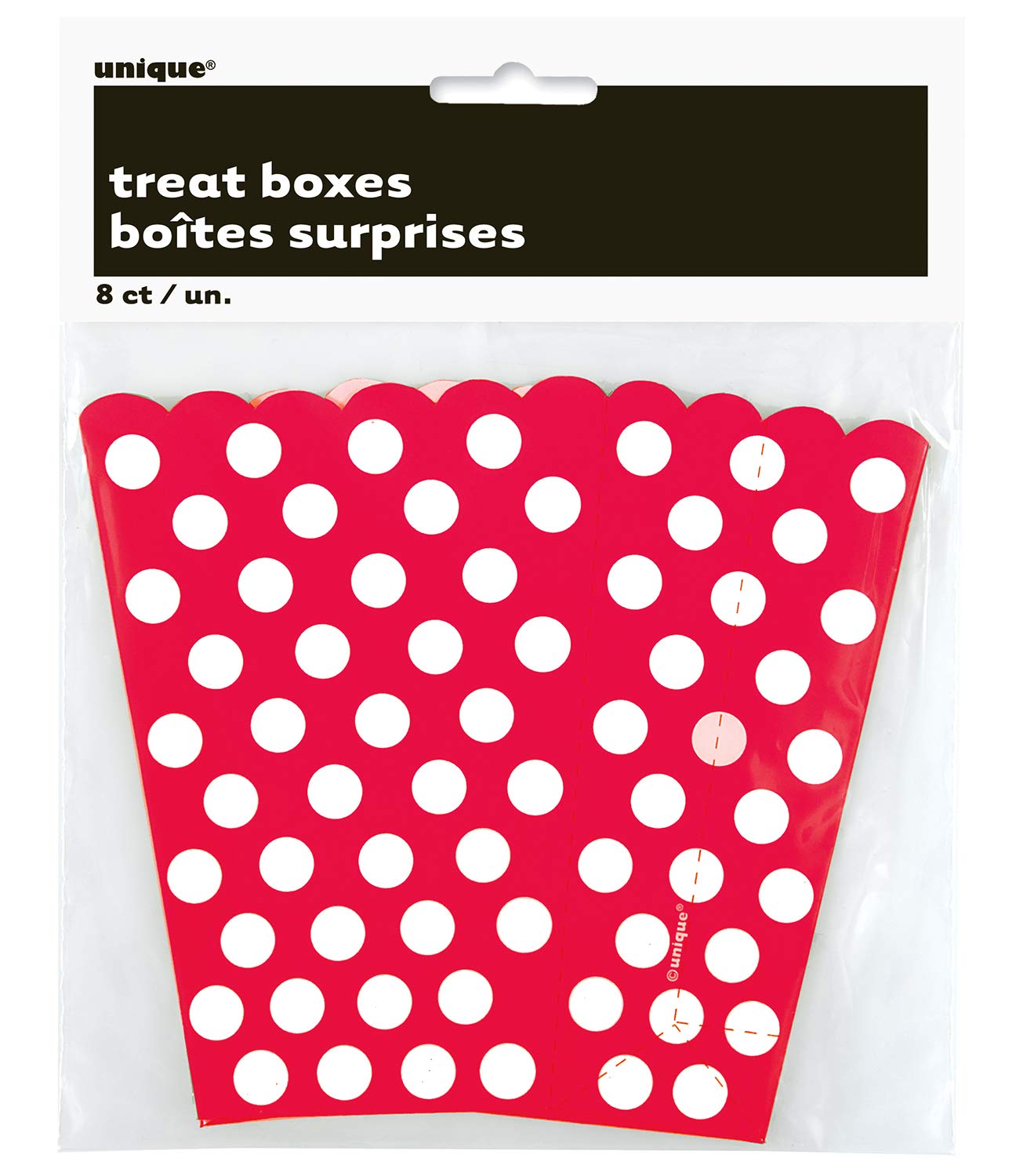 Ruby Red Dots Treat Boxes (Pack Of 8) - Elegant Paper Party Favor Containers - Perfect For Celebrations & Gifts