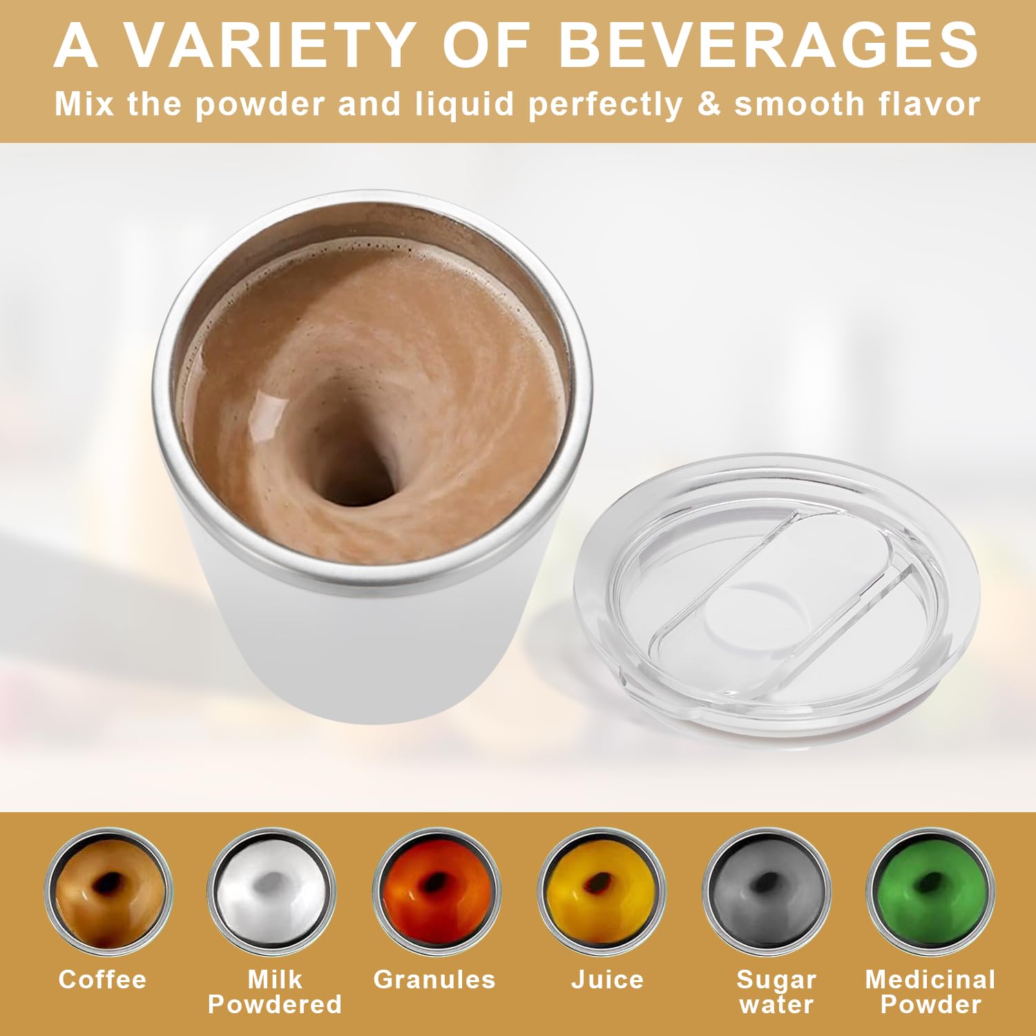 Orchme Self Stirring Coffee Mug, 2025 New Automatic Magnetic Stirring Cup, 12Oz, Rechargeable Electric Mixing Cup For Coffee, Mi