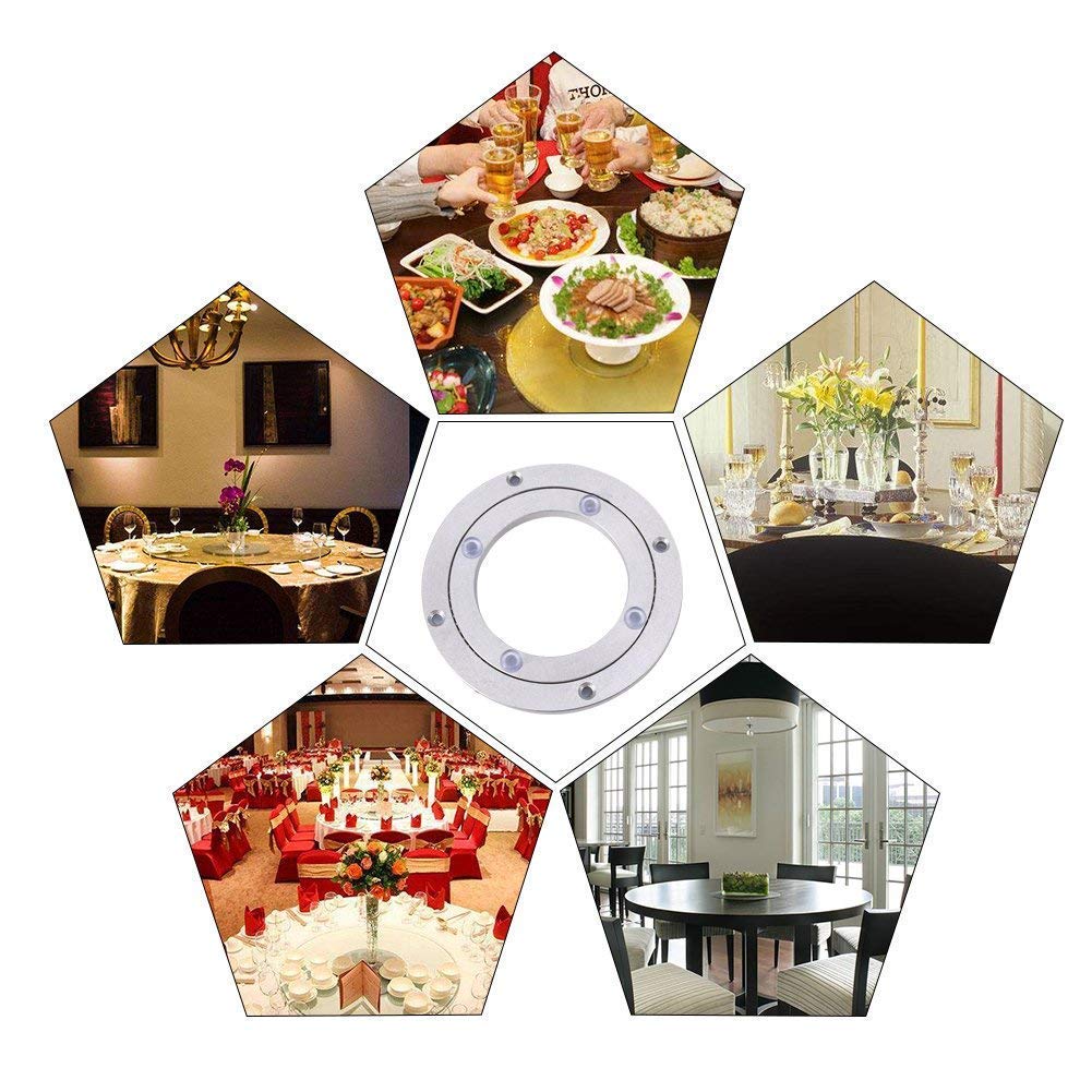 Heavy Duty Aluminium Alloy Turntable Bearing Furniture Rotating Bearing Turntable Round Dining Table Smooth Swivel Plate (Size:1