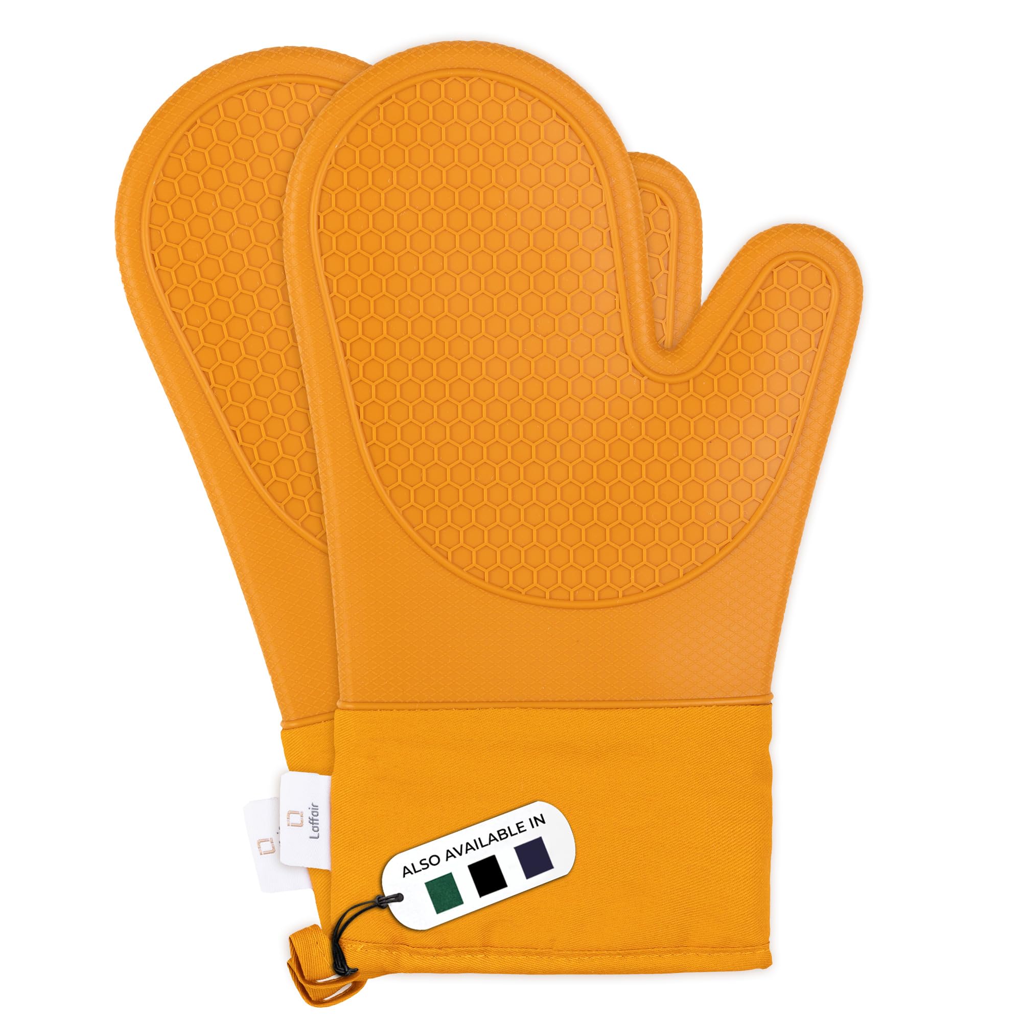 Silicone Oven Gloves Heat Resistant By Laffair - Orange Oven Gloves Silicone Oven Mitts Heat Resistant - Premium Non-Slip Design