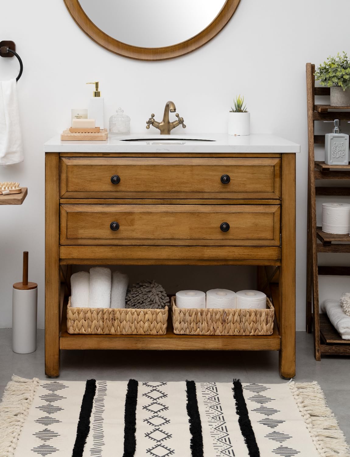 StorageWorks Water Hyacinth Basket for Toilet Paper  Wicker Baskets for Storage with Built-in Handles  14 ?''L x 6 ?''W x 3 ?''H