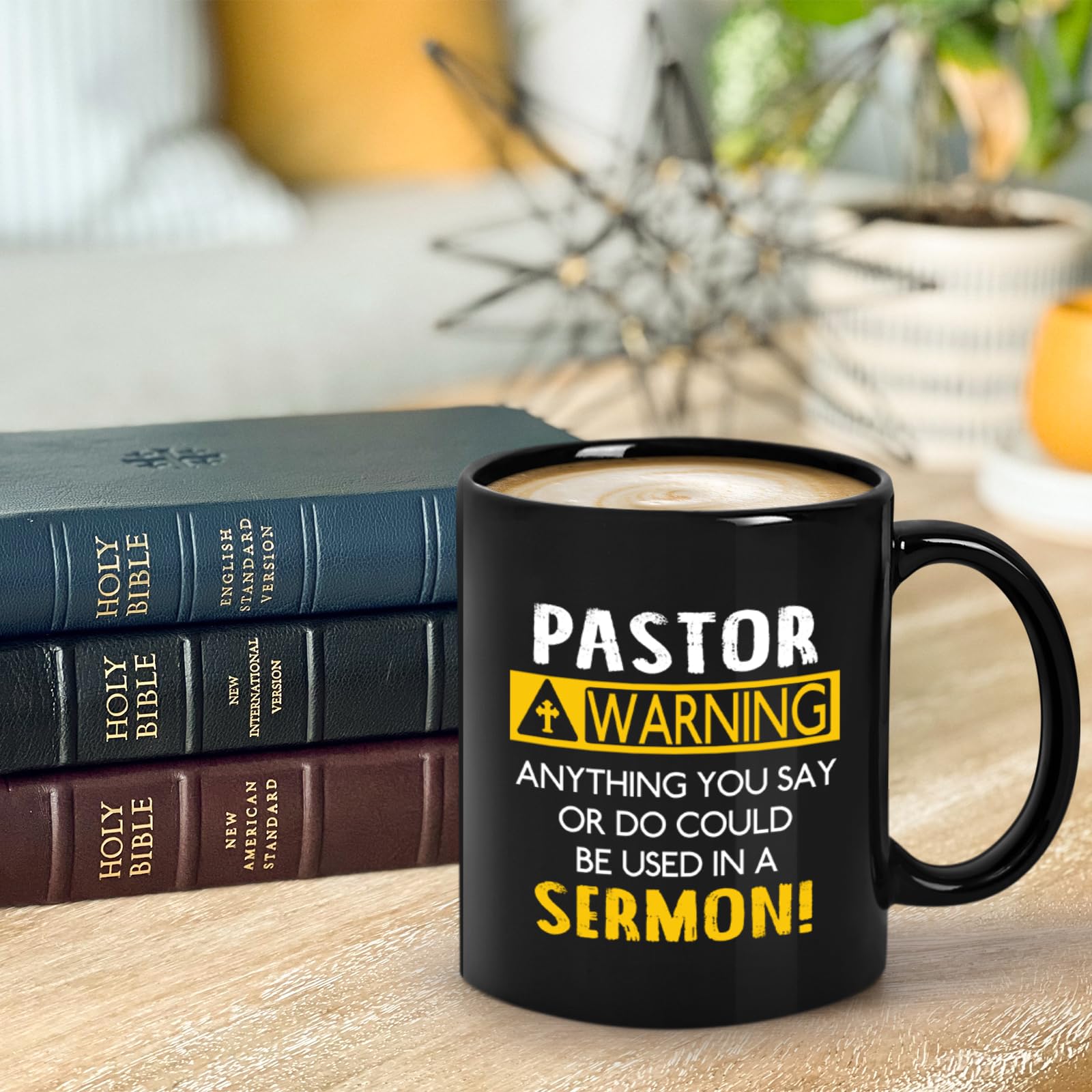 YHRJWN - Pastor Appreciation Gifts, Pastor Warning Coffee Mug, Pastor Appreciation Religious Gifts for Men Friends Coworker, Uni