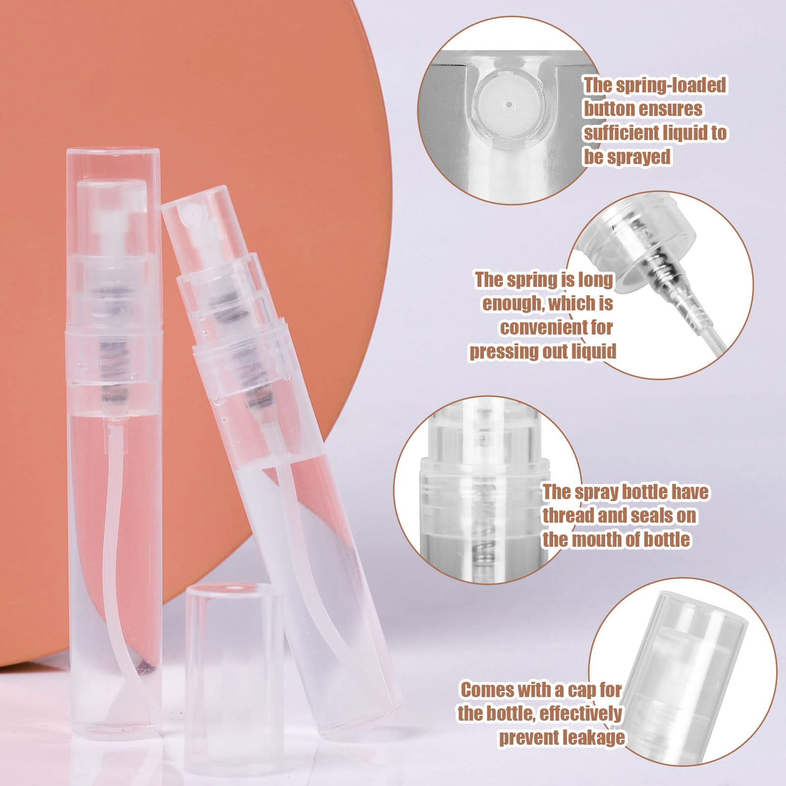 Fandamei 60Pcs 5Ml Mini Spray Bottle, Mini Clear Plastic Spray Bottle Empty, Fine Mist Refillable Mini Perfume Bottle, Perfume A