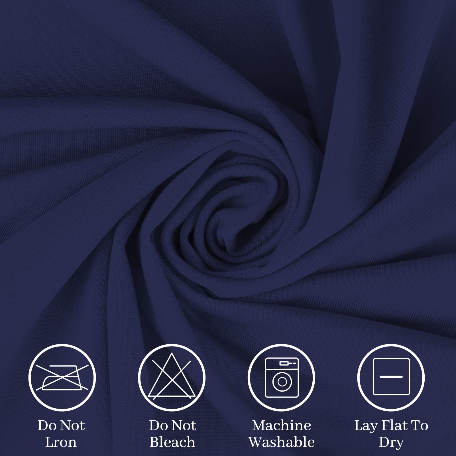 Fhberni Spandex Table Cover 4 ft. Fitted Polyester Tablecloth Stretch Table Cover Table Topper Open Back - Navy