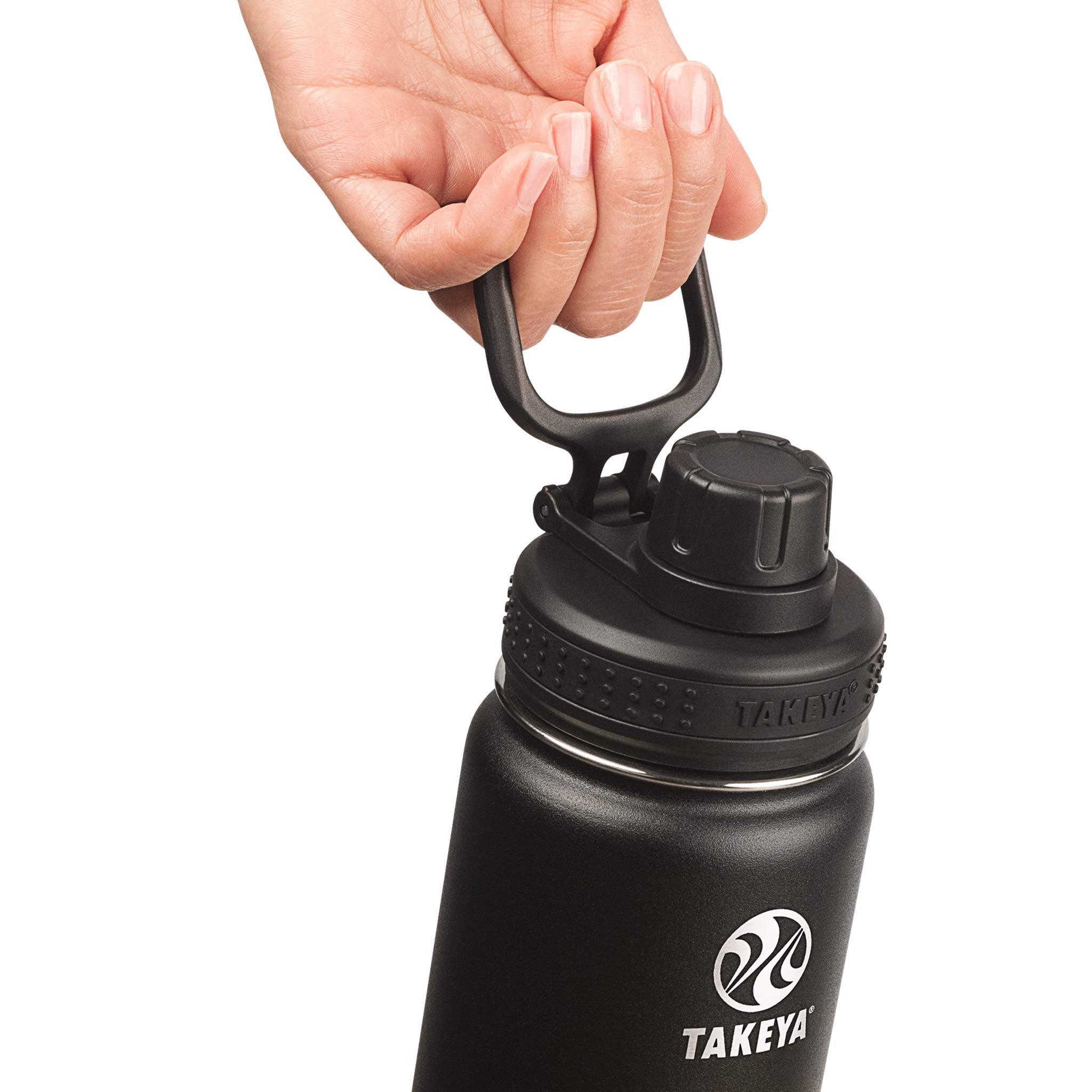 Takeya Actives Insulated Stainless Steel Water Bottle With Spout Lid, 22 Ounce, Onyx