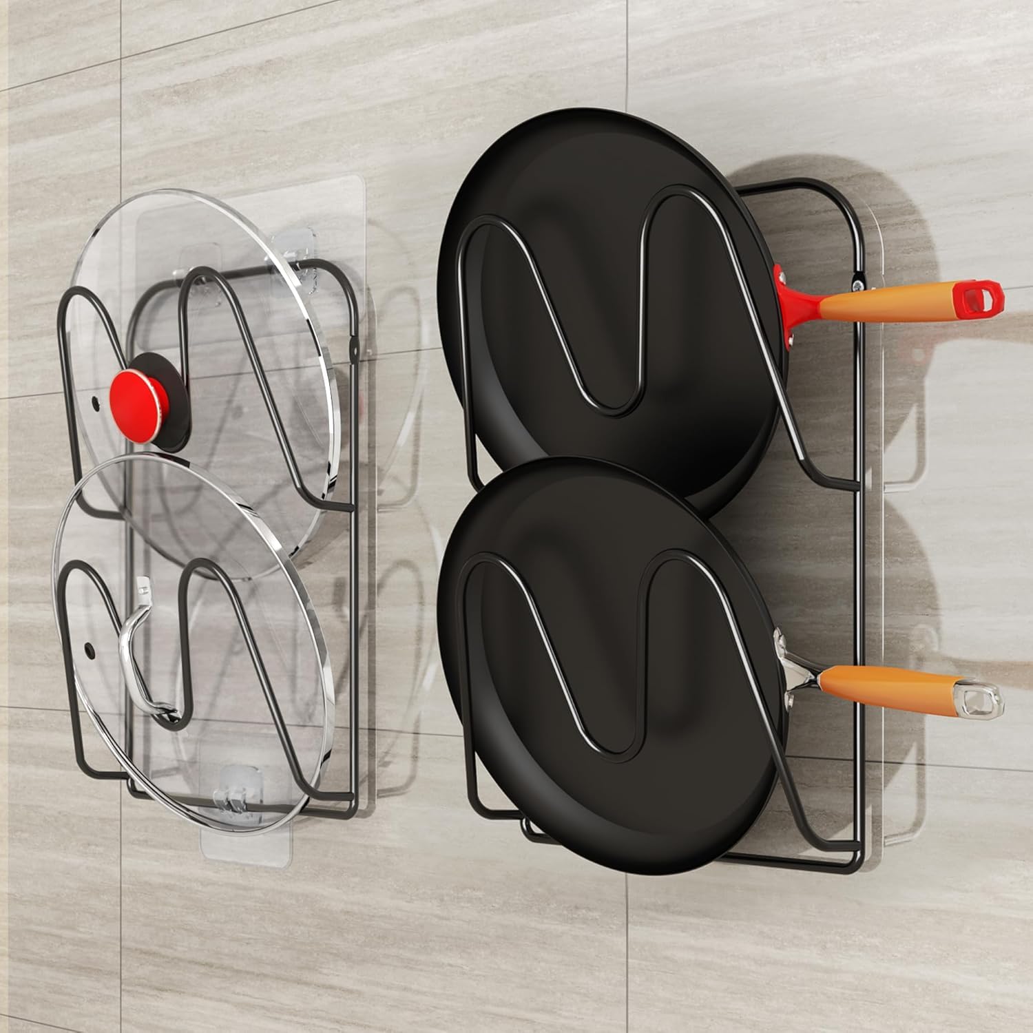 Mfs Craft World Self Adhesive No Drilling In Innovation Alloy Steel Plate Rack With 4 Sections And AntiRust Powder Coated (Blac