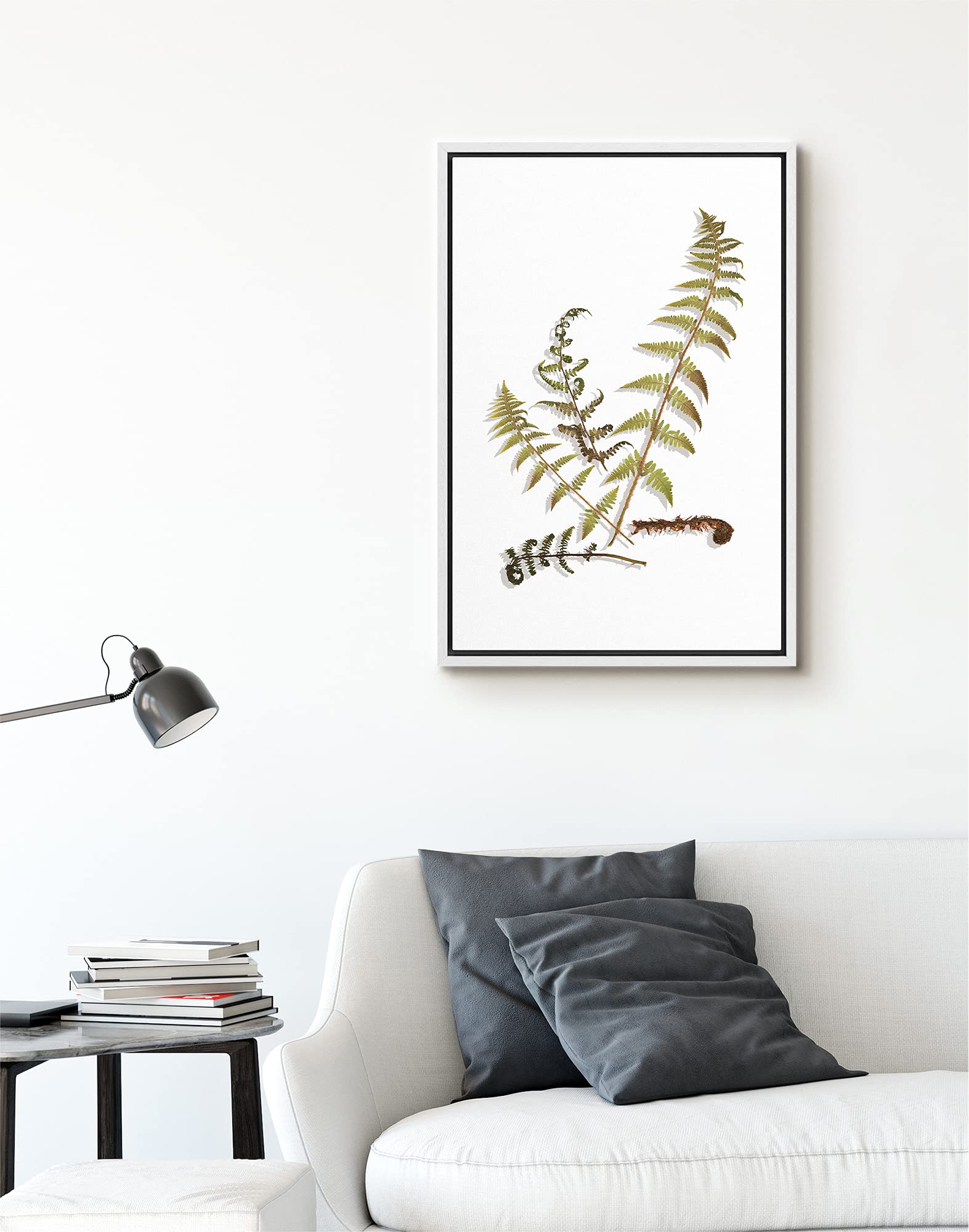 Signford Canvas Print Wall Art Green & Brown Fern Leaf Arrangement Floral Plants Illustrations Modern Art Rustic Group Colorful