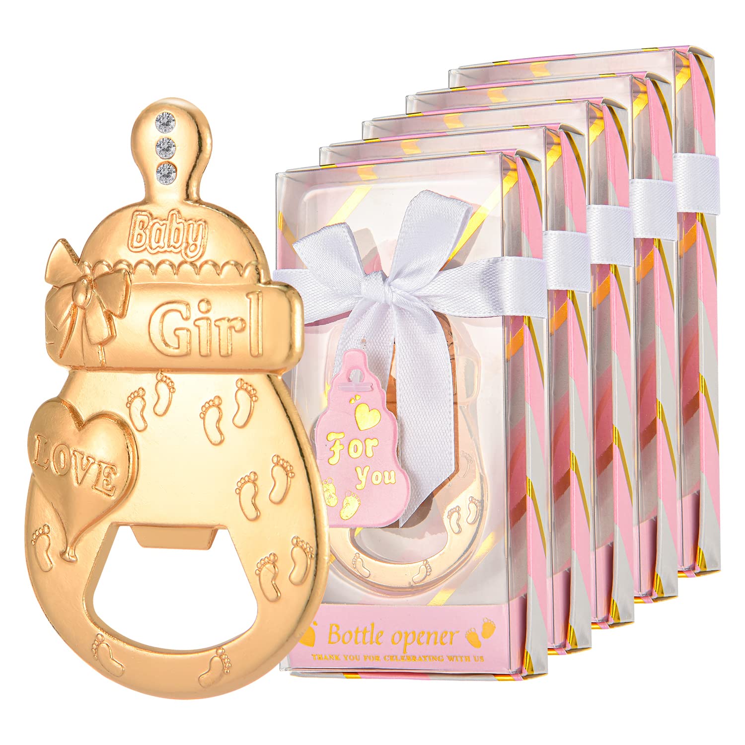 24 Pcs Baby Bottle Opener Favors Baby Shower Party Favors Baby Boy Shower Gifts Decorations Souvenirs For Guest (Blue, 24)