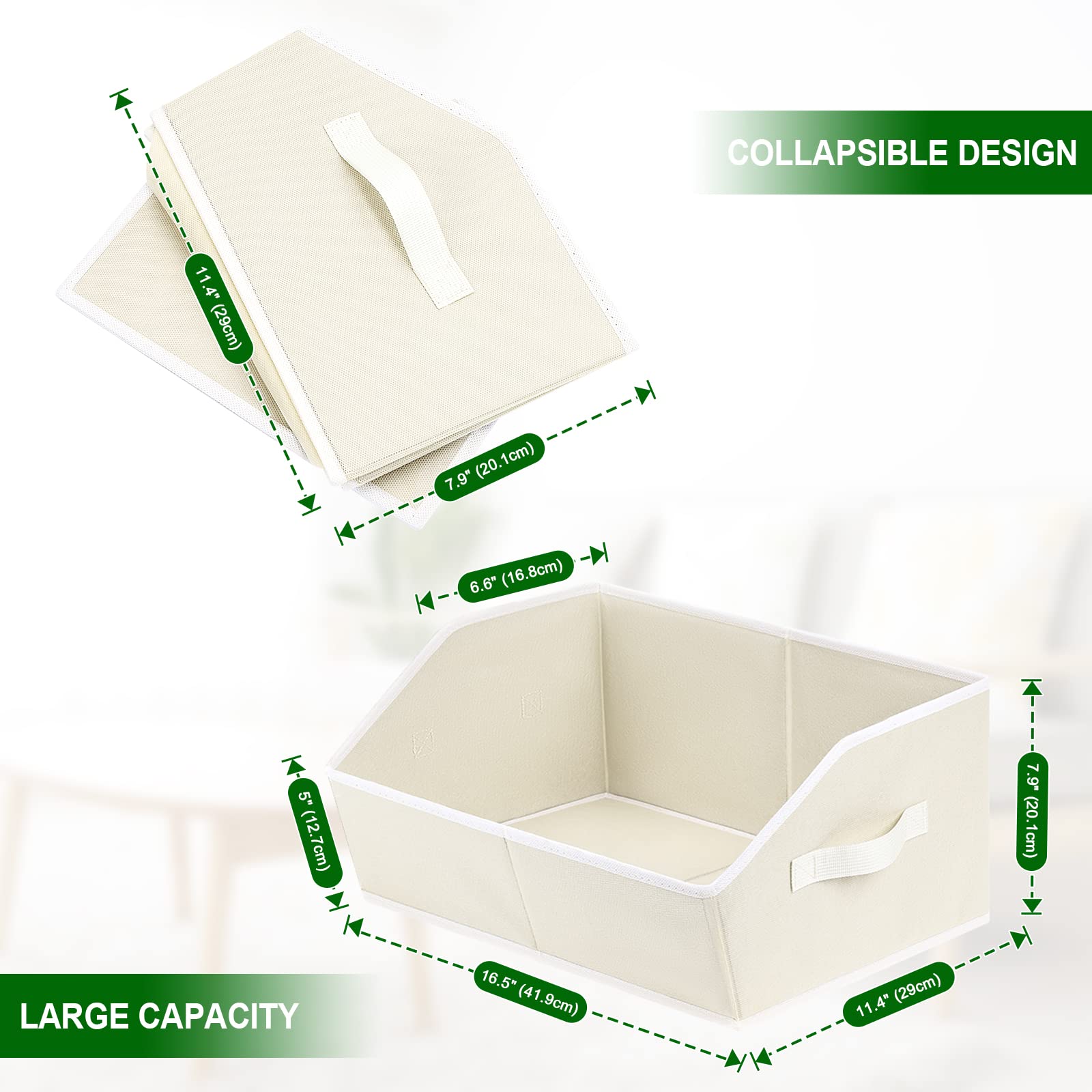 Homsorout Trapezoid Closet Shelf Organizer - Large Baskets For Organizing, Fabric Storage Cubes For Shelves, Storag Organizers B
