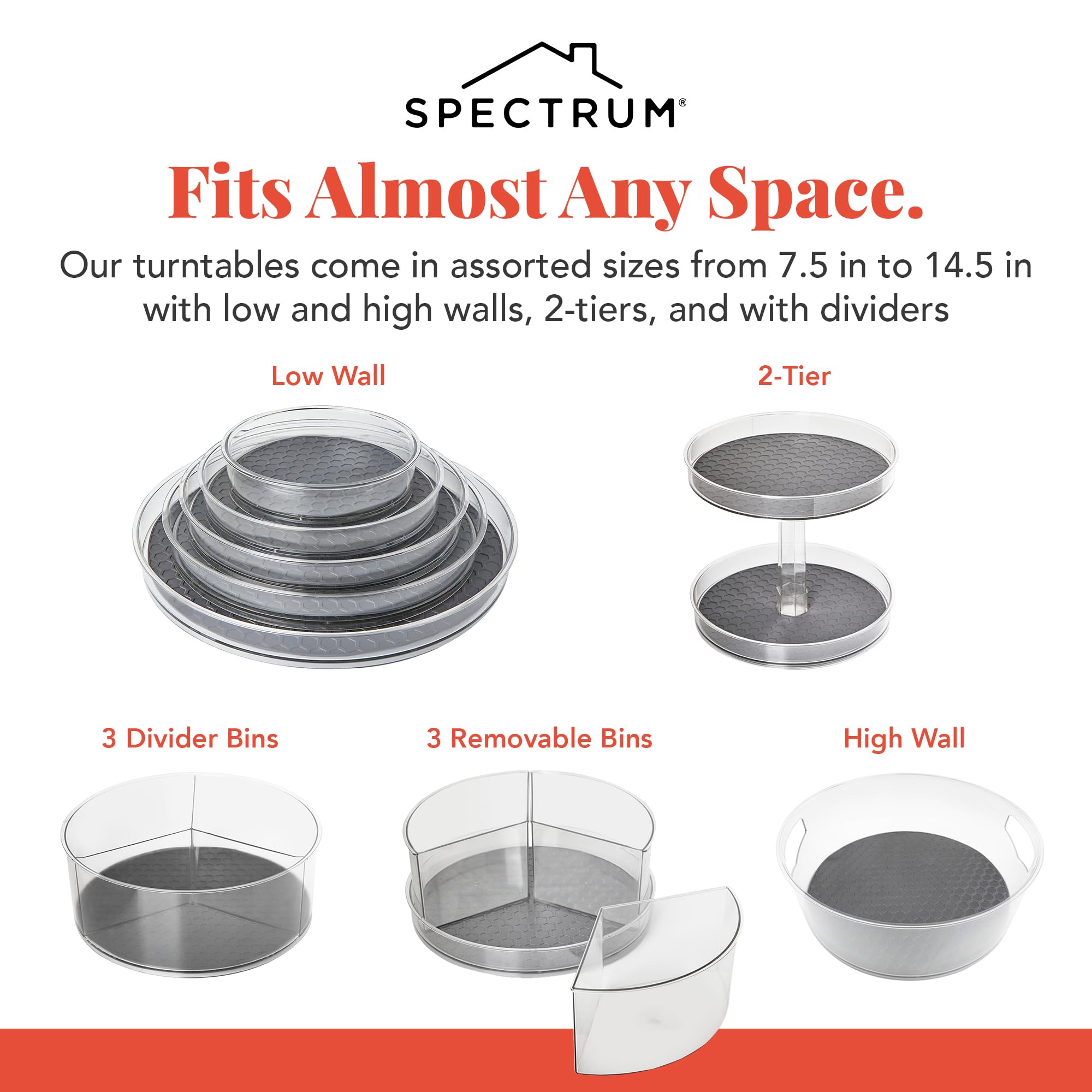 Spectrum Lazy Susan Organizer, Hexa Medium (1-Pack) - Lazy Susan Turntable For Cabinet, Refrigerator, Pantry, Table, & Shelf - R