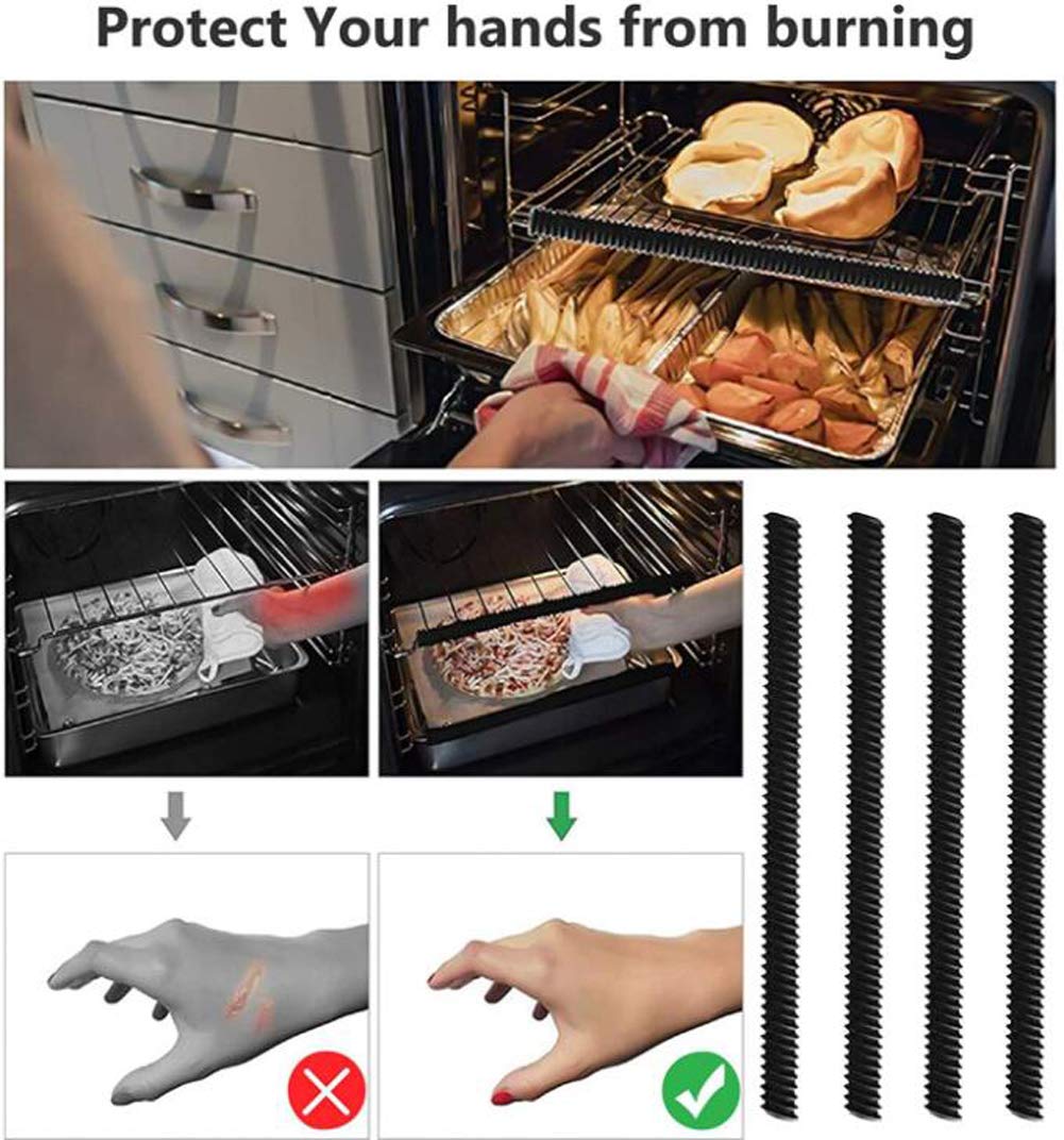 Ericotry 4Pcs Black Oven Rack Edge Covers Silicone Heat Resistant Oven Rack Guard Oven Cooker Shelf Protector Against Burns And
