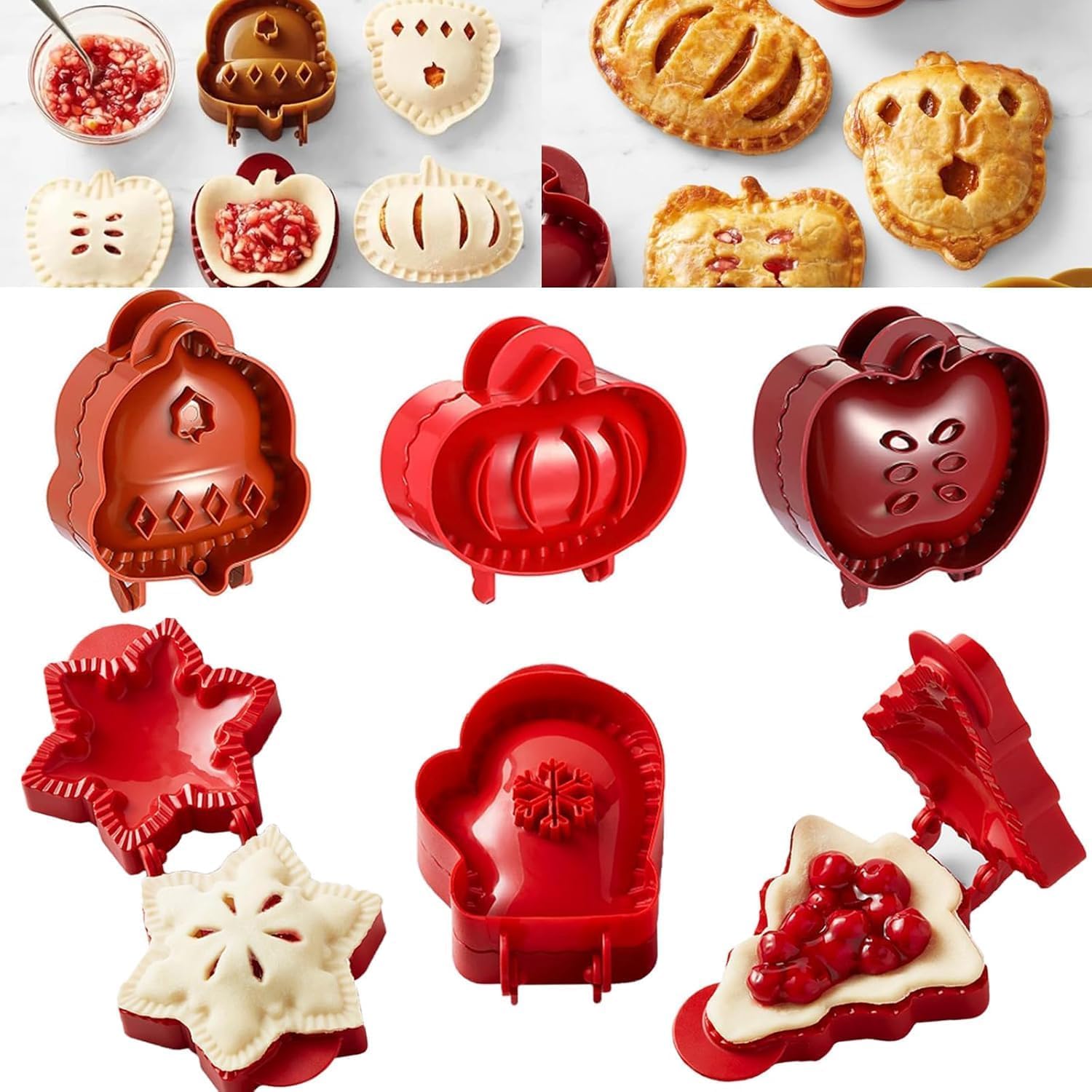 Mini Hand Pie Molds Set, Christmas Dough Press & Apple Pie Cutter (A+B)