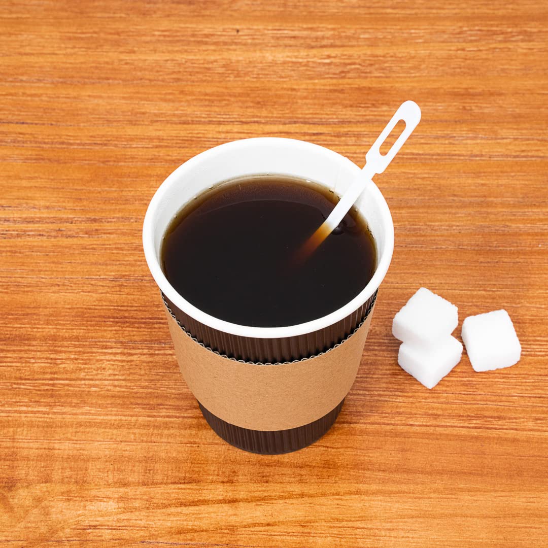 Restaurantware 5.8 Inch Coffee Stirrers 100 Disposable Coffee Stirring Sticks - Unique Keyhole Design For Hot And Cold Drinks Wh