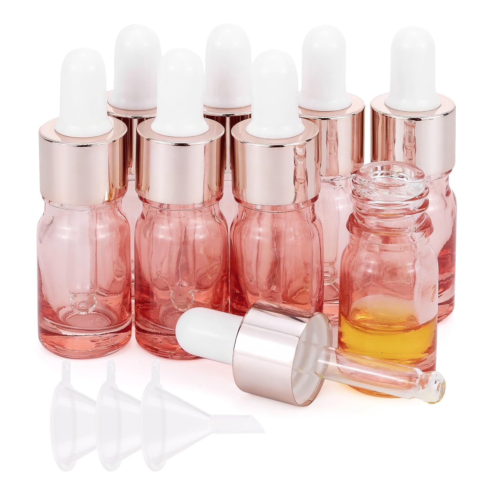 Kesell 5ml Mini Glass Dropper Bottles, 8Pack, Pink