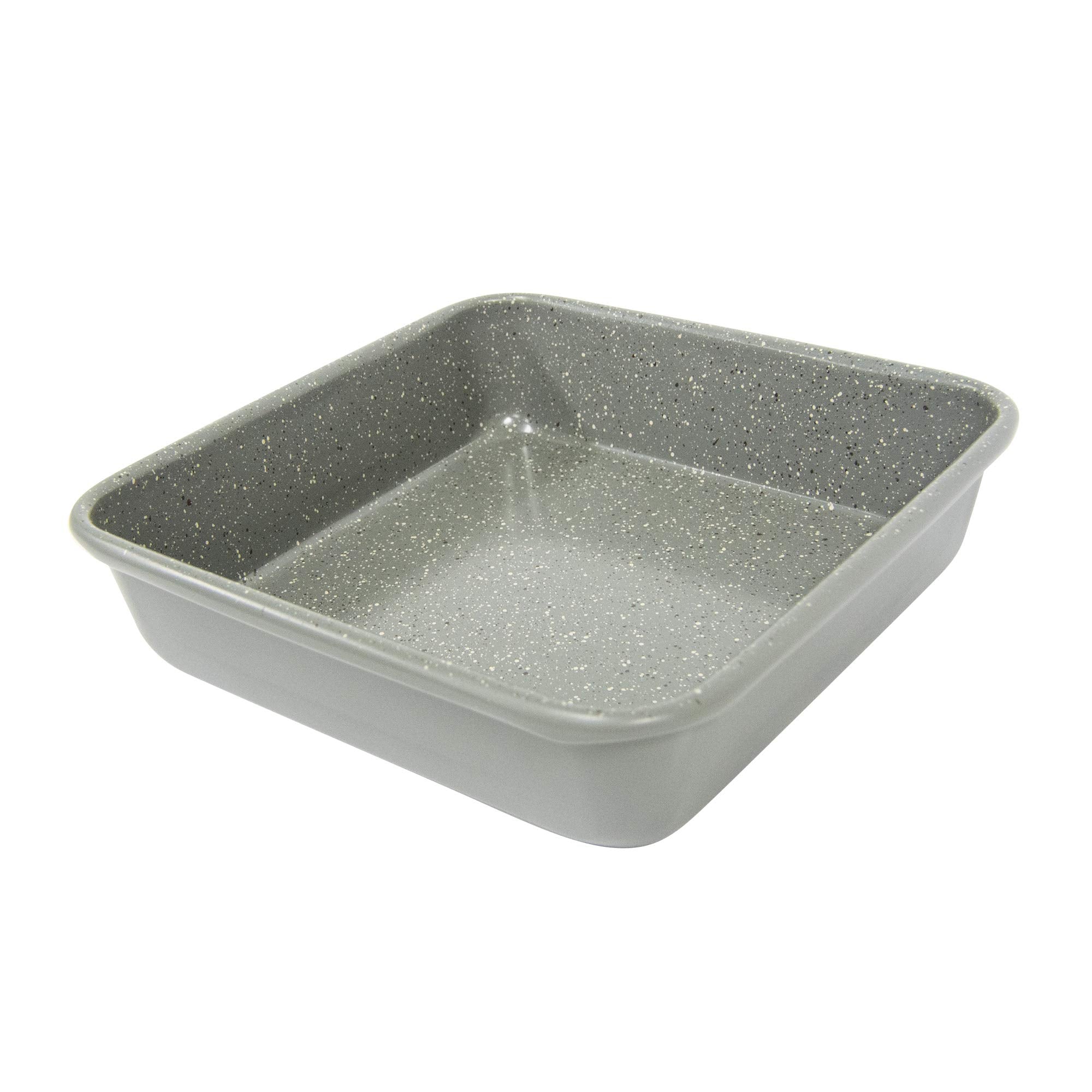 Casaware 7-Inch Toaster Oven Ultimate Series Commercial Weight Ceramic Non-Stick Coating Square Pan (Silver Granite)