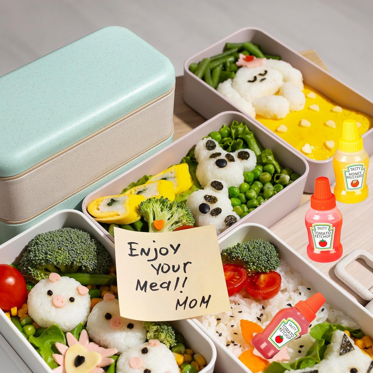 Wxoieod 4 Pieces Mini Condiment Bottles, Mini Ketchup Bottle, Small Condiment Squeeze Bottles Sauce Container For Lunchbox Bento