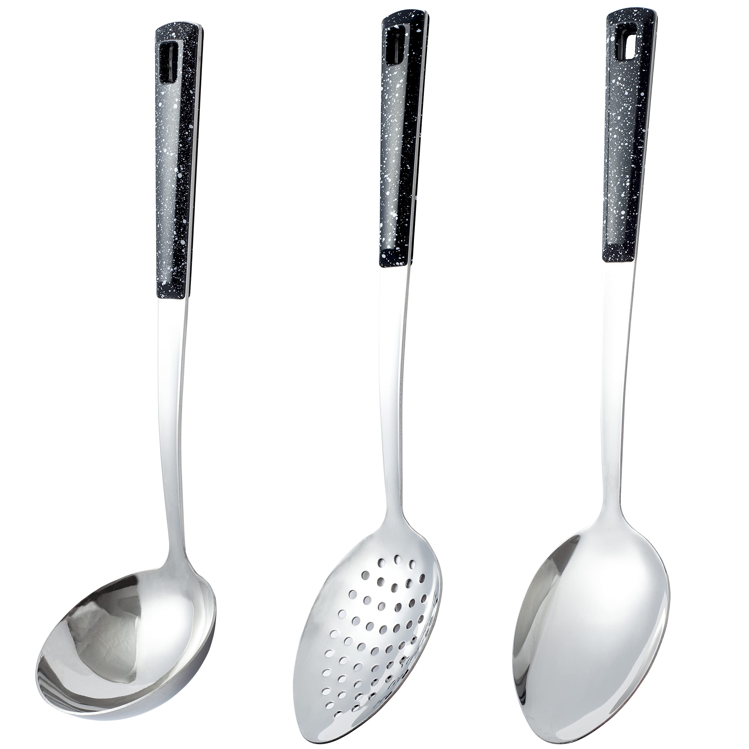 3-Piece,Stainless Steel Serving Spoons Set With Slotted Spoon, Serving Spoon And Perforated Spoon, Soup Ladle,Kitchen Cooking Se