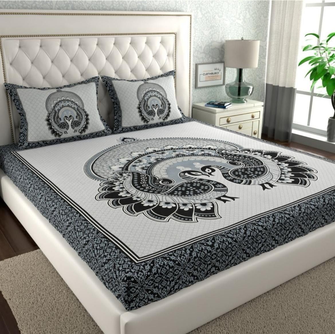 AARAMYA Cotton Flat Printed Bed Sheet with Pillow Case | Soft Fabric Bed Linen | Comfortable Bedding Set for Regular Use  Color