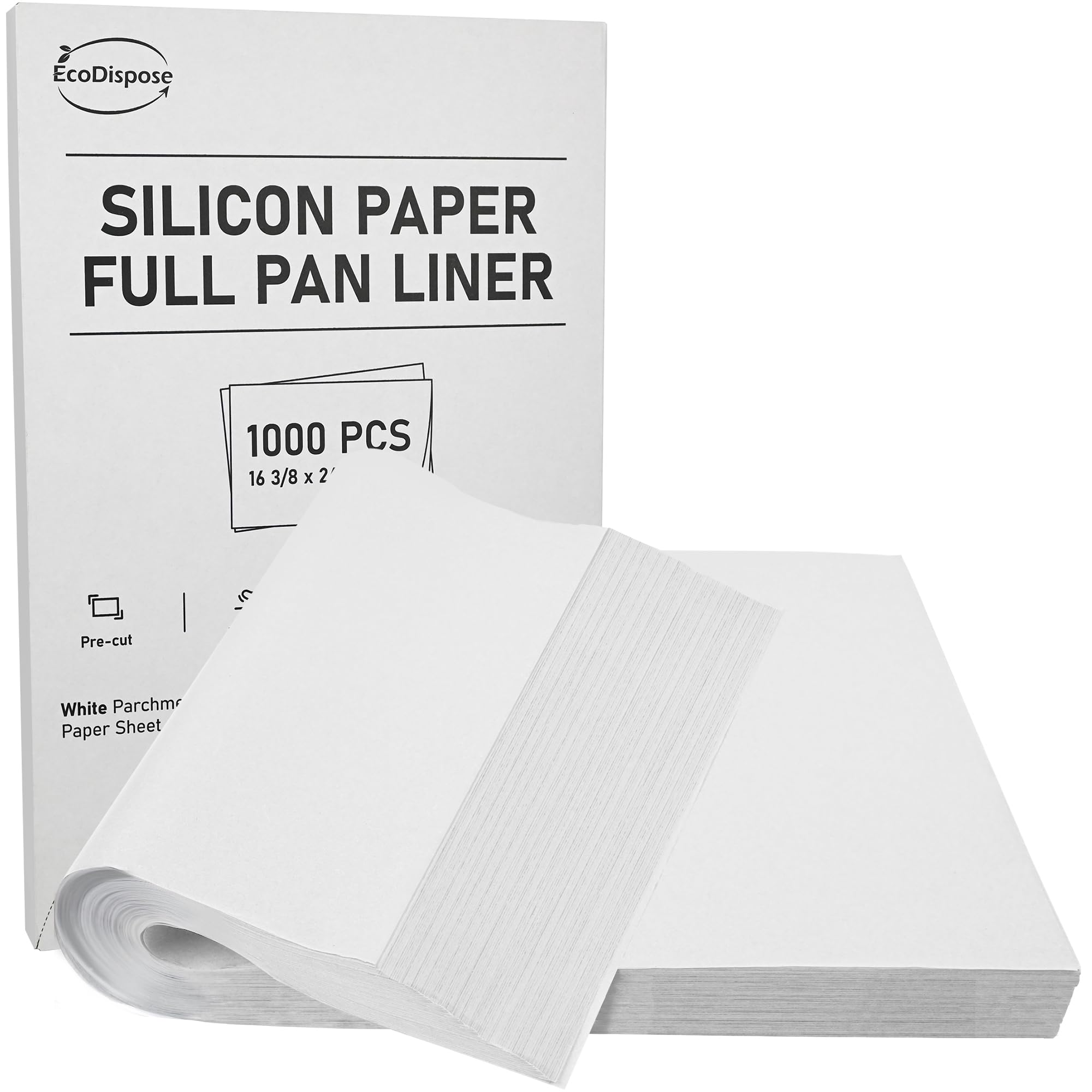 EcoDispose 1000 Pcs Precut Parchment Paper Baking Sheets, 163/8 x 243/8