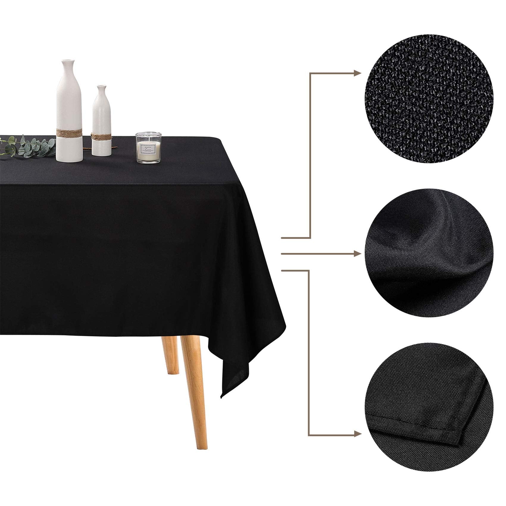 Ascoza 6Pack 60X120 Inch Black Rectangular Tablecloth 6 Feet Table Cloth In Polyester Fabric For Wedding/Banquet/Restaurant/Part