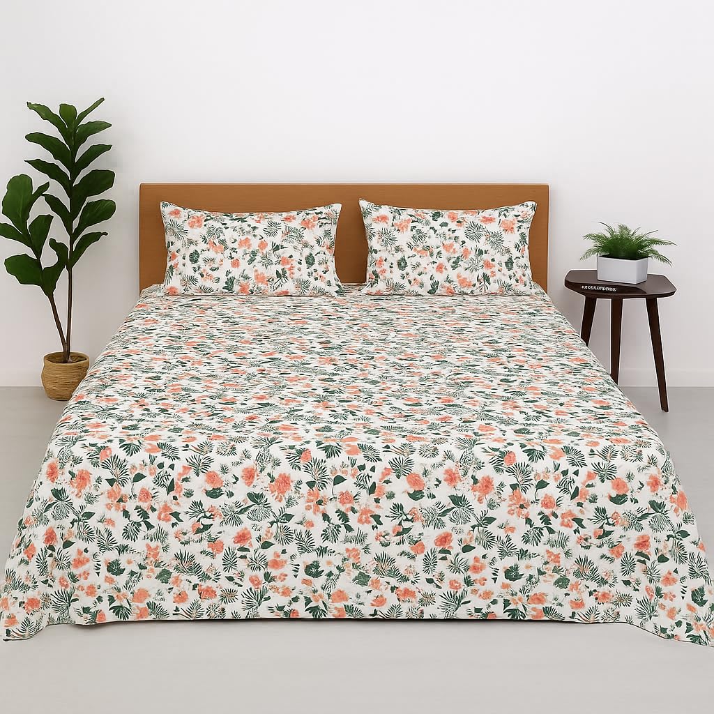 Bhoomi Impex Single Bed Sheet Set With 2 Pillow Covers | Lightweight, Durable & Wrinkle Resistant Bedding | Stylish Petal Dream 
