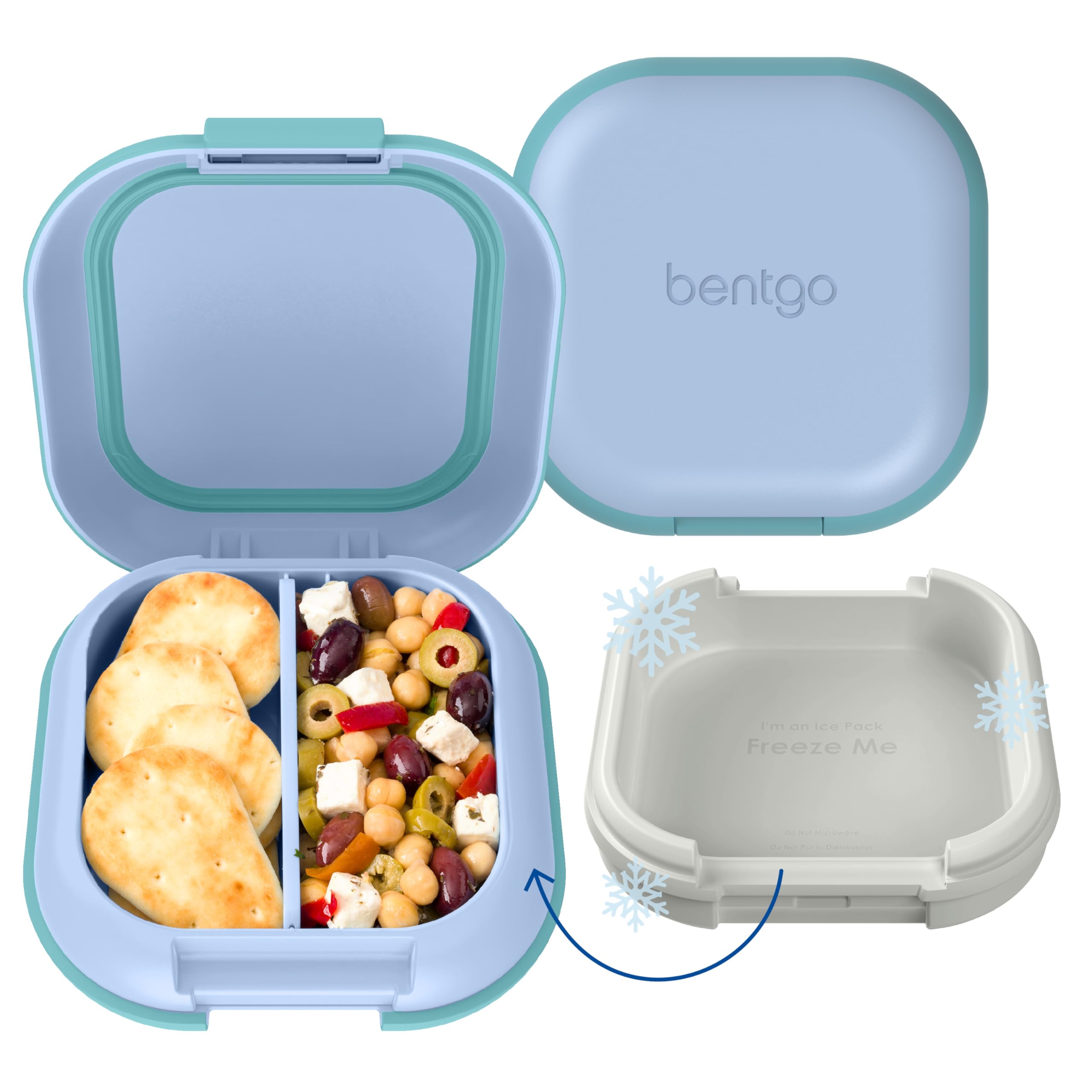 Bentgo Chill Mini Leak-Proof Lunch Box - Built-In Ice Pack Keeps Food Cold, 2.7-Cup Capacity for Snacks or a Sandwich, 3 or 4 Co