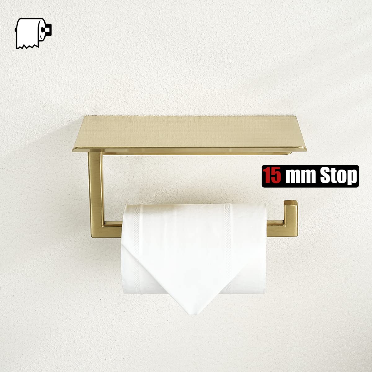 Jqk Toilet Paper Holder Shelf, Bathroom Tissue Roll Holder With Phone Shelf, 5 Inch 304 Stainless Steel Tissue Paper Dispenser,
