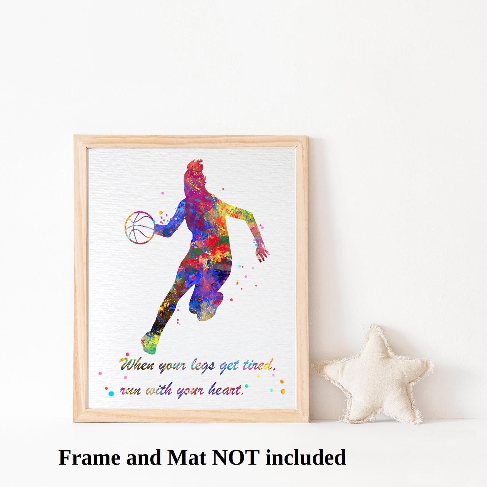 Dignovel Studios 13X19 Unframed Basketball Girl When Your Legs Get Tired Motivational Watercolor Art Print Poster Housewarming W