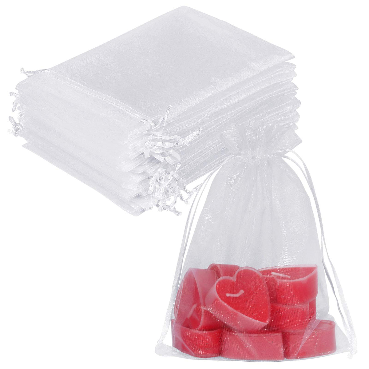 Yql Organza Bags 5X7,100Pcs White Gift Favor Bags Mesh Fruit Protection Bags Jewelry Pouches Sachet Bags Wedding Party Valentine