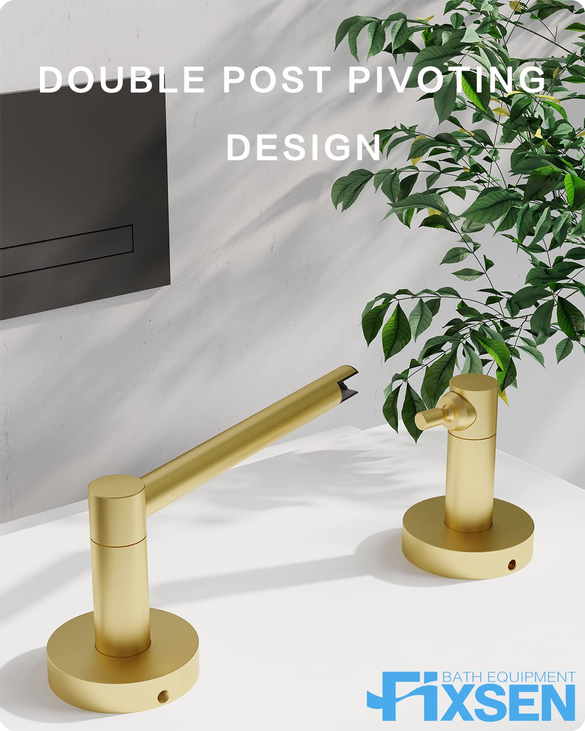 Fixsen Gold Toilet Paper Holder Bathroom Double Post Pivoting Tissue Roll Holder Stainless Steel And Zinc Alloy Wall Mount Detac