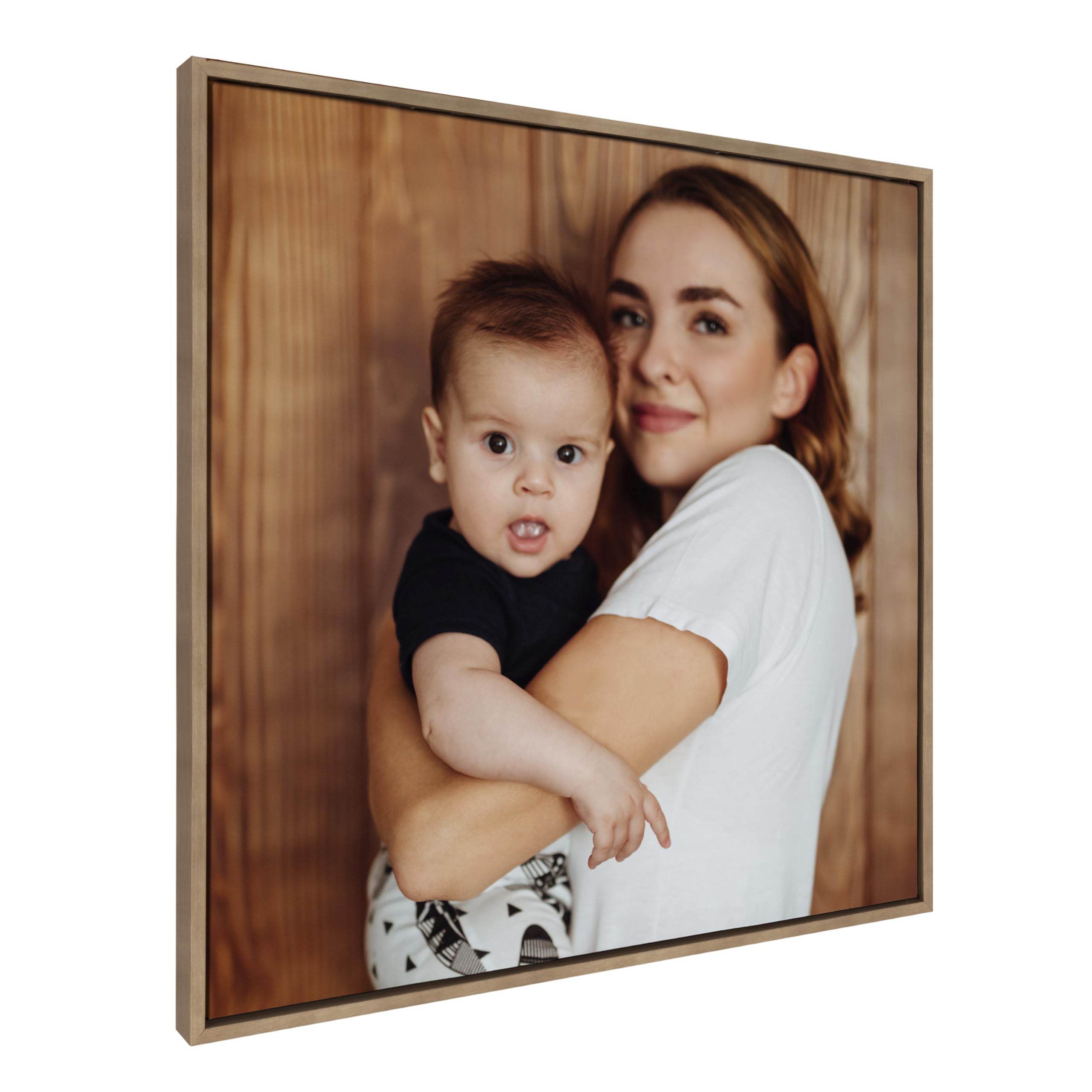 Kate And Laurel Sylvie Square Custom Printed Framed Canvas Wall Art, 30X30 Gold, Personal Canvas Print With Your Photos For Bedr