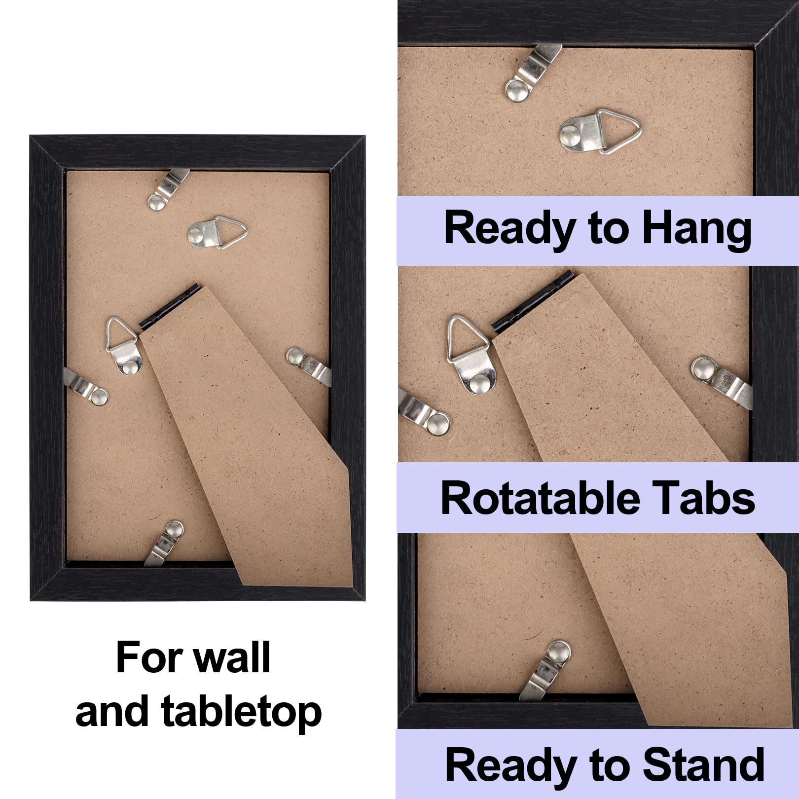 TOFOREVO 4x6 Picture Frames Set of 6 Black Wood Grain Photo Frame for Gallery Wall Mounting or Tabletop Display