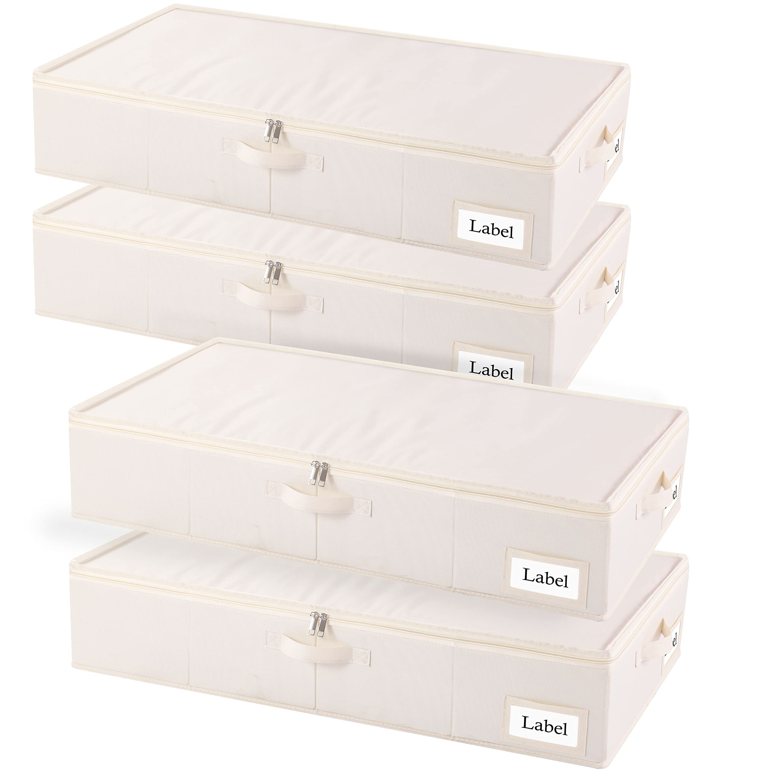 Yawinhe Foldable Underbed Storage Bags, Containers Bin with Lids, Large Under Bed Organizer Box, with Sturdy Zipper und Label Ho